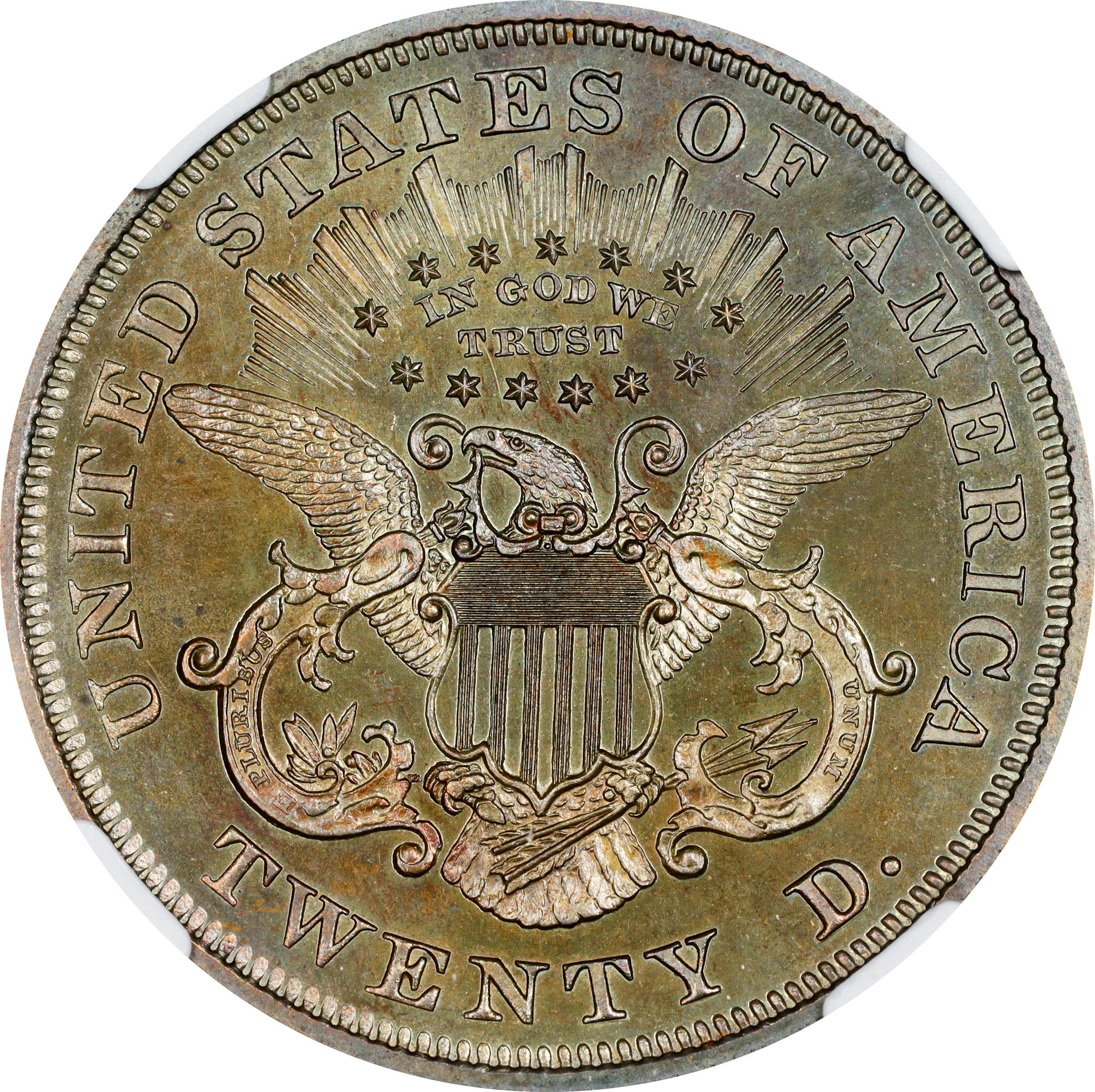 image for: 1865 Pattern Liberty Head Double Eagle. Judd-453, Pollock-526. Rarity-6+. Copper. Reeded Edge. Proof-66 BN (NGC).