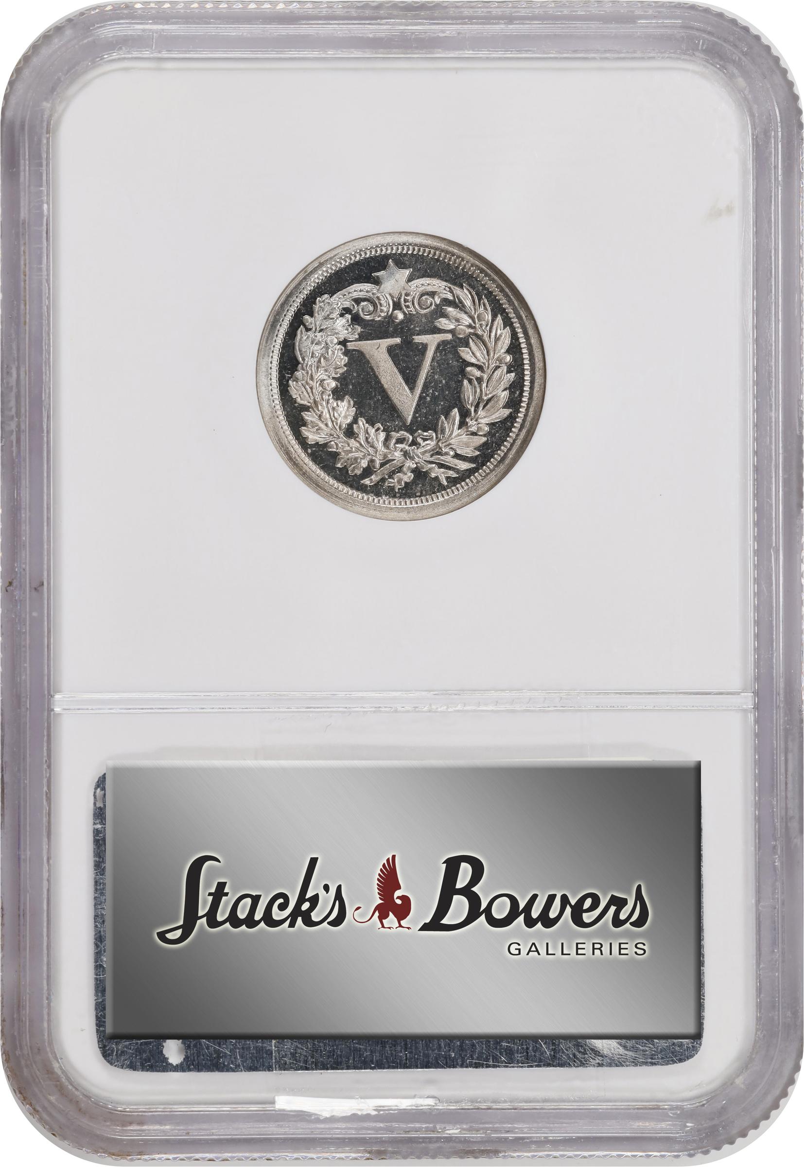 image for: 1867 Patten Five Cents. Judd-565, Pollock-626. Rarity-8. Nickel. Plain Edge. Proof-66 Cameo (NGC).