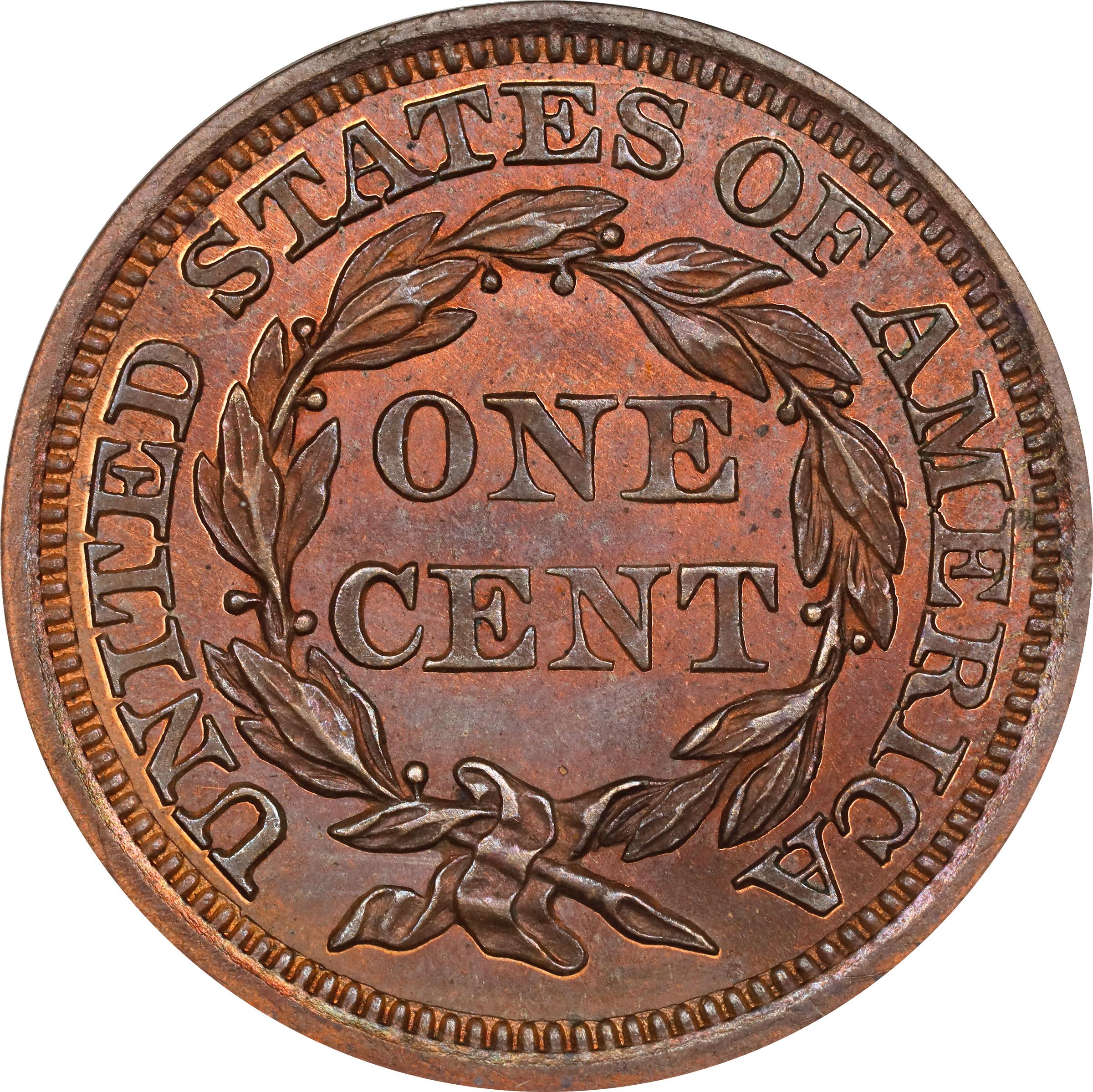 image for: 1868 "Pattern" Braided Hair Cent. Judd-611, Pollock-676. Rarity-7-. Copper. Plain Edge. Proof-65 RB (PCGS). OGH.