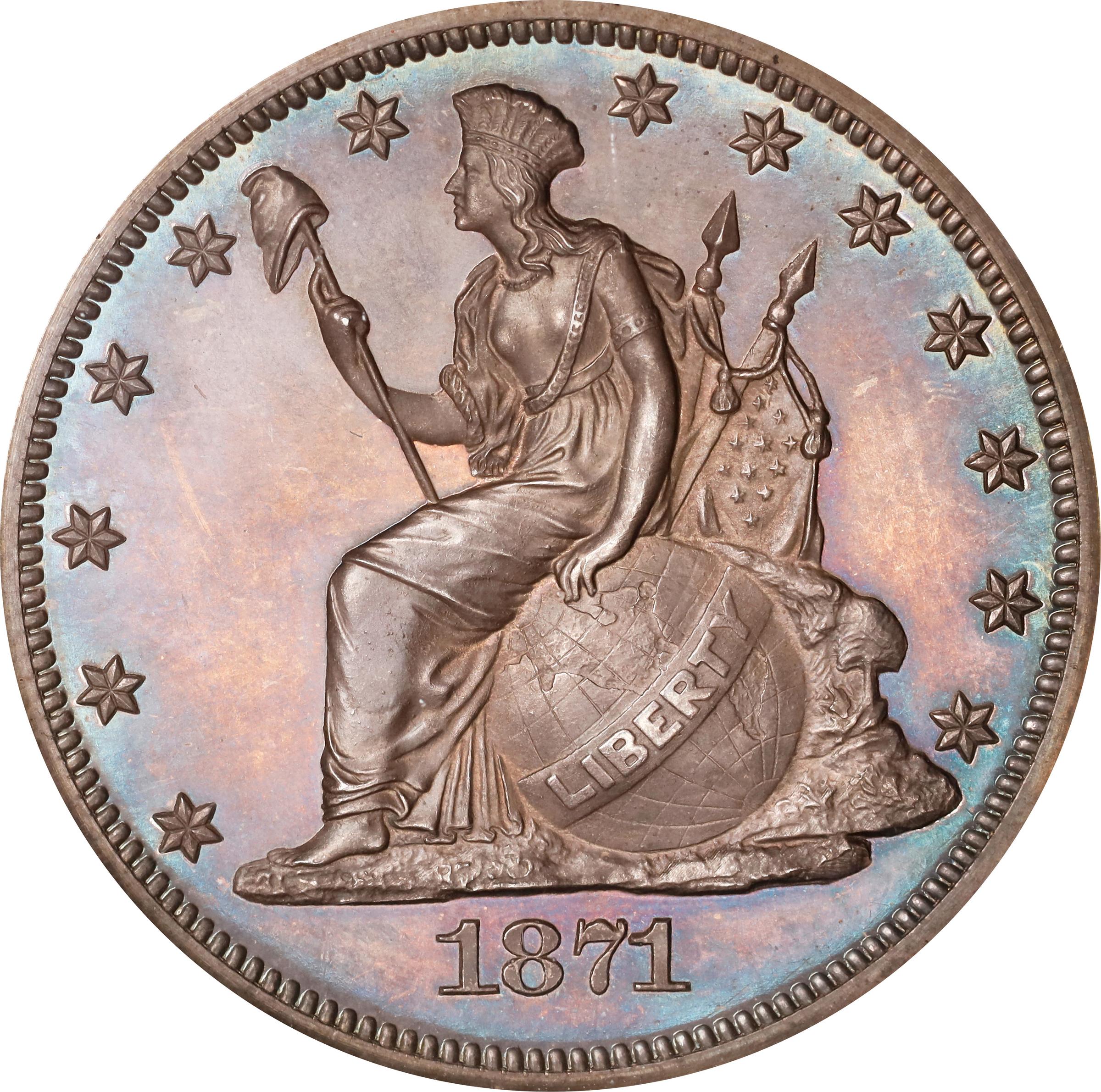 image for: 1871 Pattern Half Dollar. Judd-1111, Pollock-1247. Rarity-7-. Silver. Reeded Edge. Proof-66 (NGC).