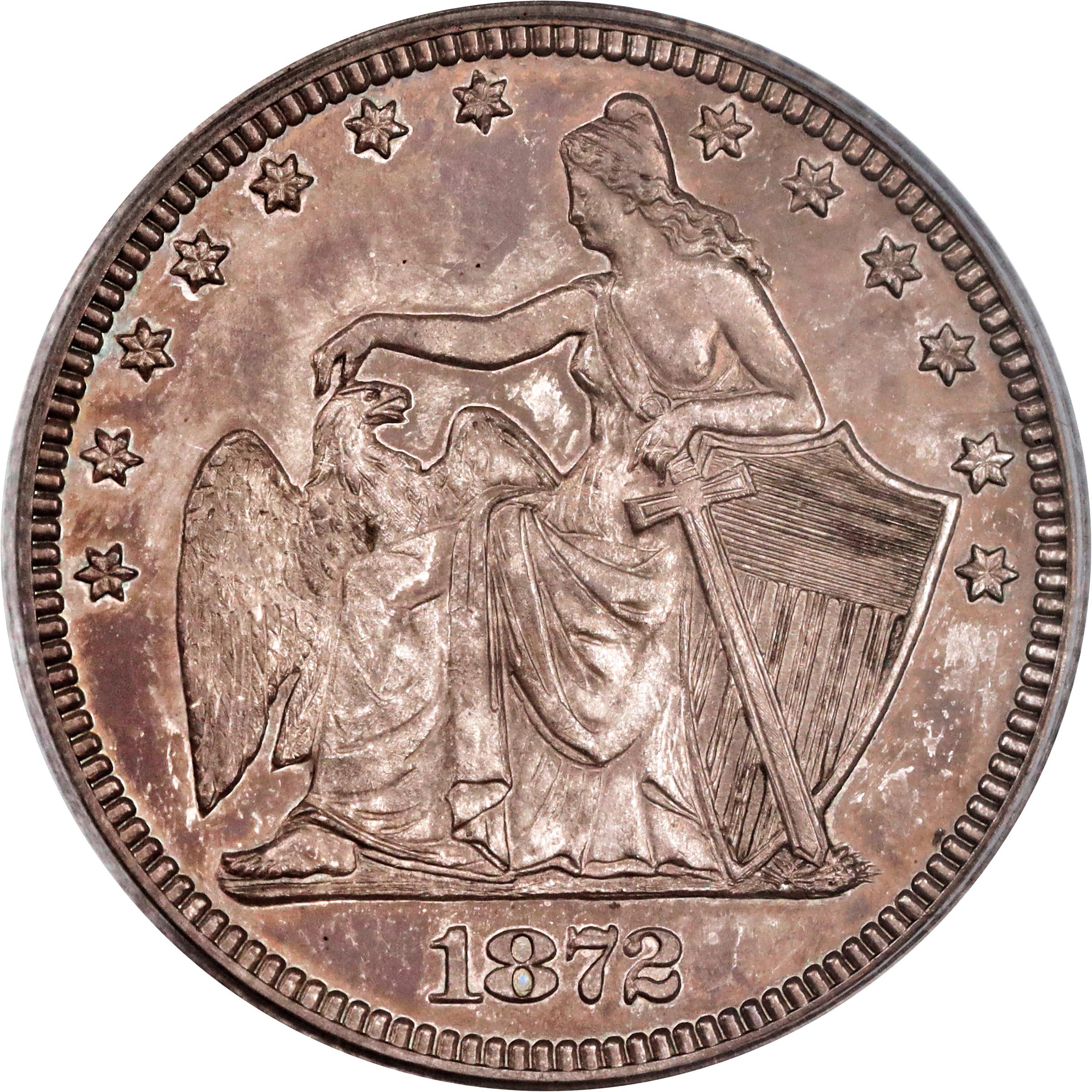 image for: 1872 Pattern Amazonian Quarter Dollar. Judd-1195, Pollock-1335. Rarity-7-. Silver. Reeded Edge. Proof-64 (PCGS). OGH.