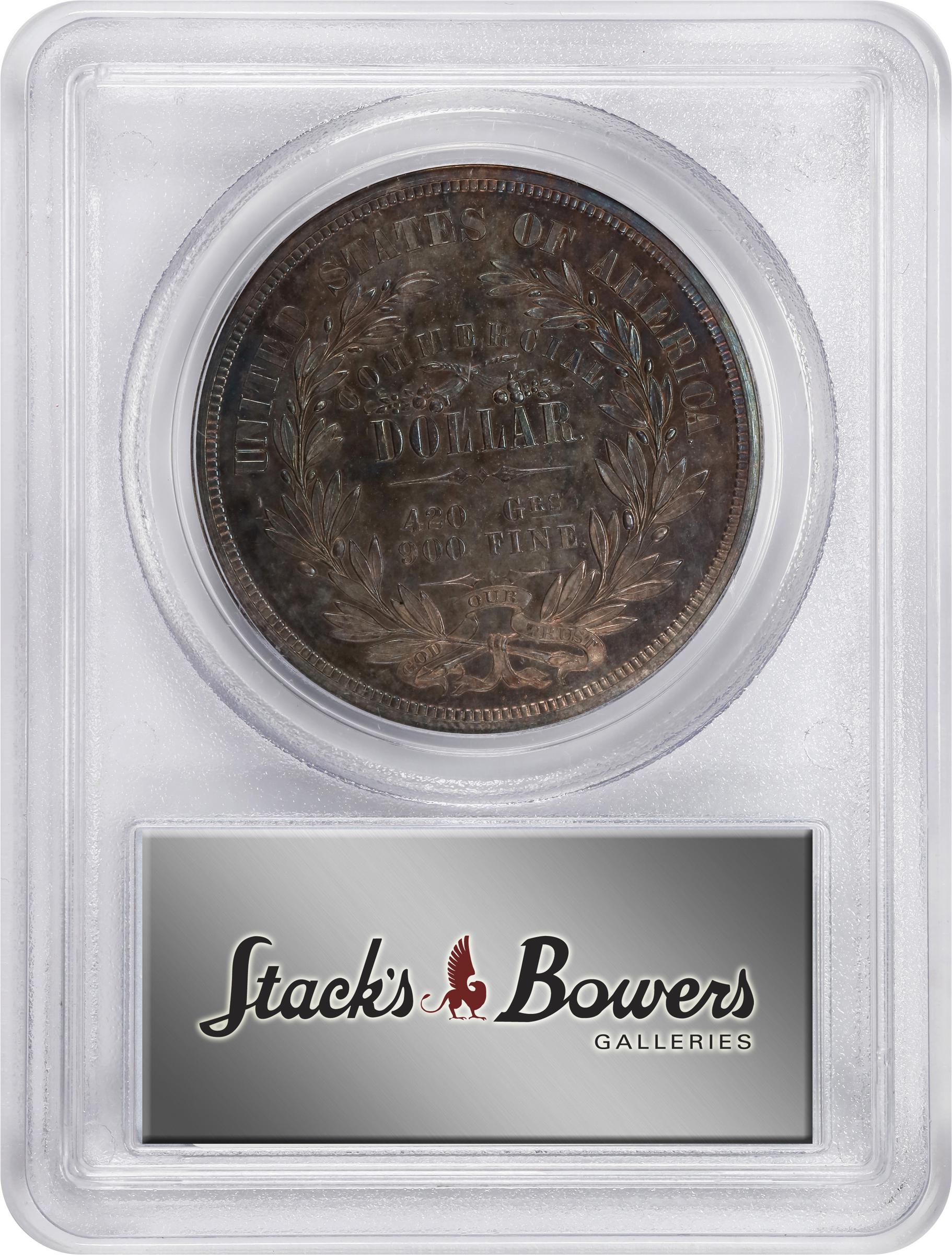 image for: 1872 Pattern Commercial Dollar. Judd-1215, Pollock-1356. Rarity-7-. Silver. Plain Edge. Proof-64 (PCGS). CAC. CMQ.