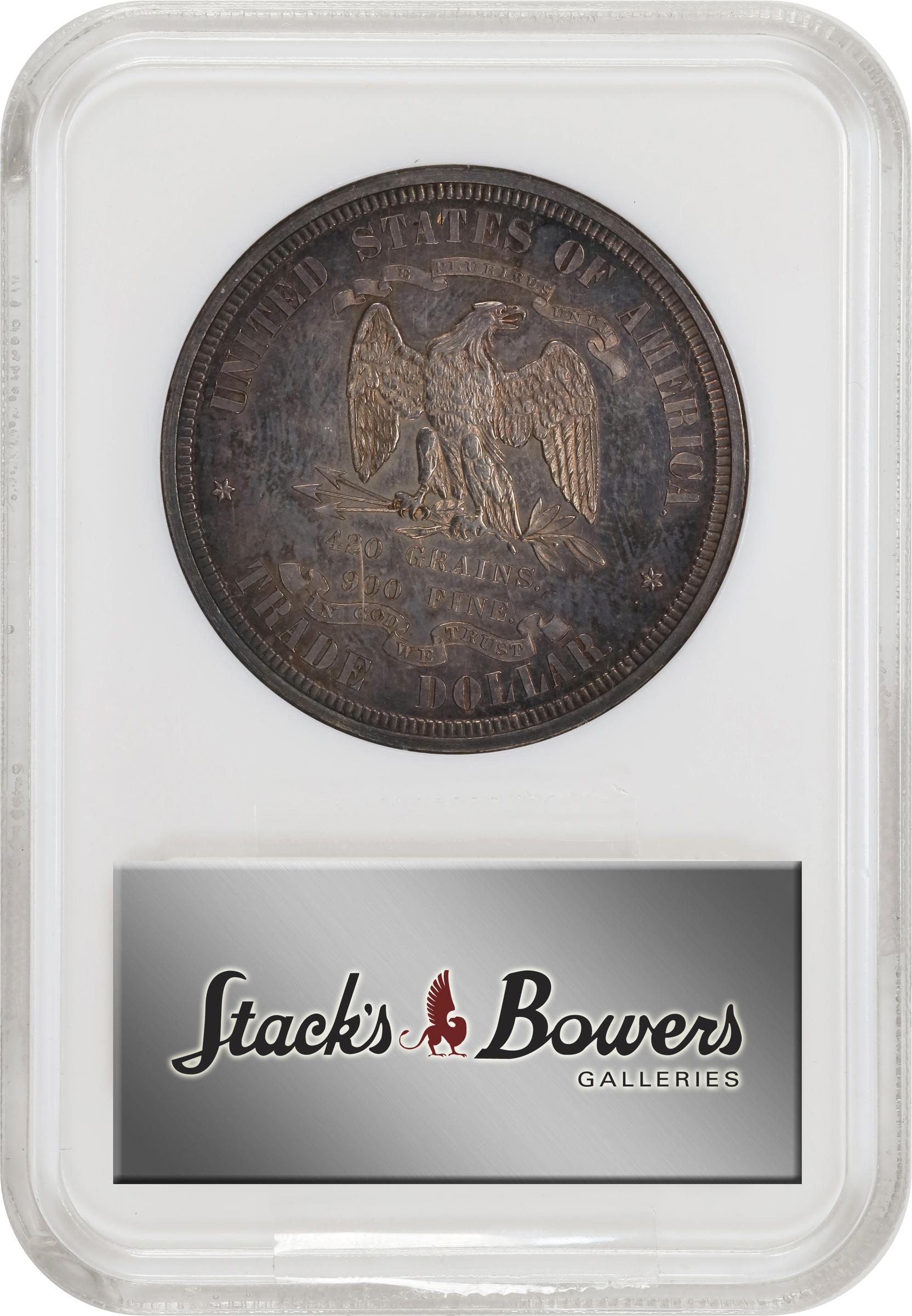 image for: 1873 Pattern Trade Dollar. Judd-1310, Pollock-1453. Rarity-4. Silver. Reeded Edge. Proof-64 (NGC). CAC. CMQ. OH.