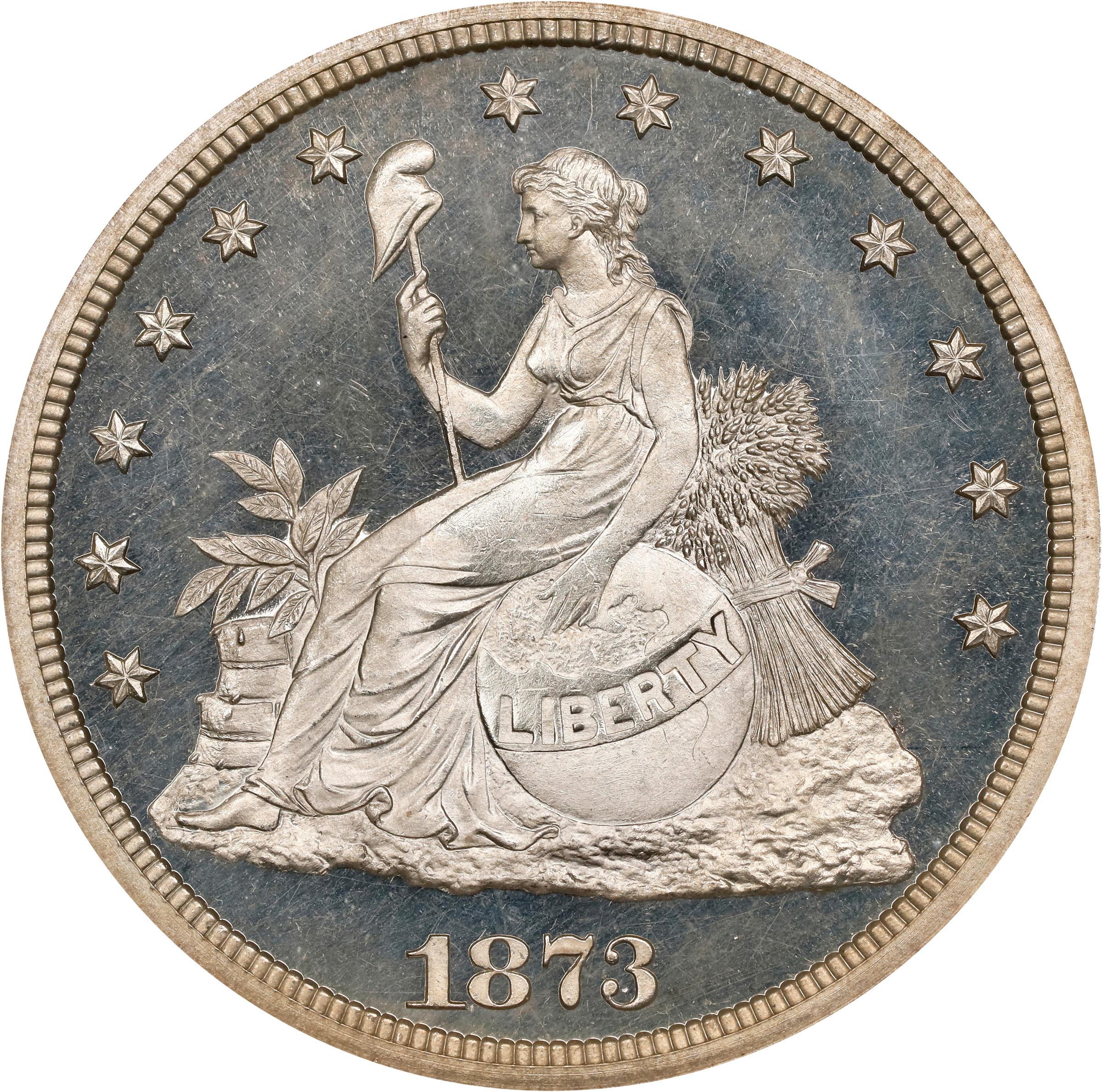 image for: 1873 Pattern Trade Dollar. Judd-1315, Pollock-1458. Rarity-4. Silver. Reeded Edge. Proof-65 Cameo (NGC).