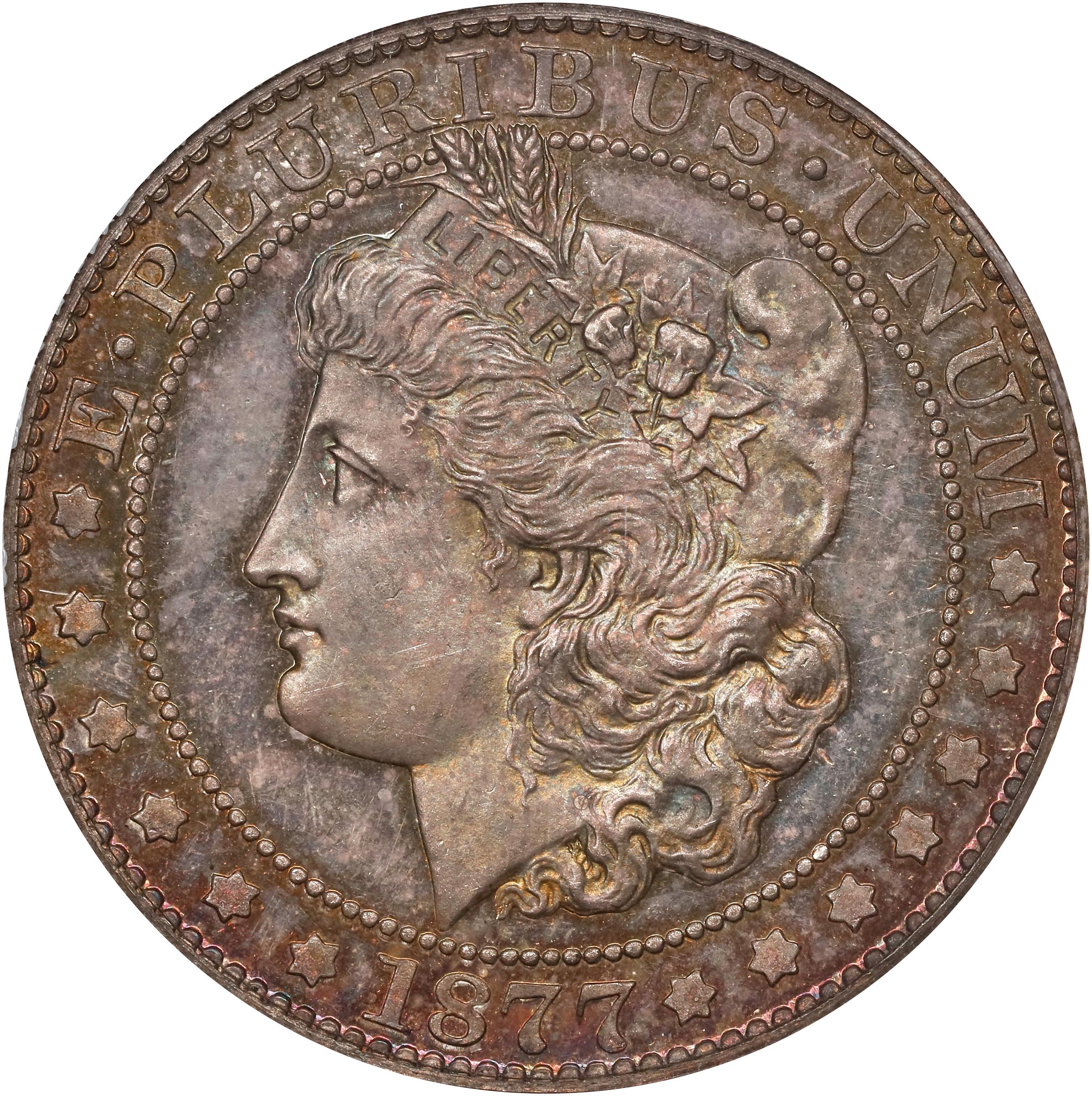 image for: 1877 Pattern Morgan Half Dollar. Judd-1512, Pollock-1676. Rarity-7+. Silver. Reeded Edge. Proof-65 (NGC).