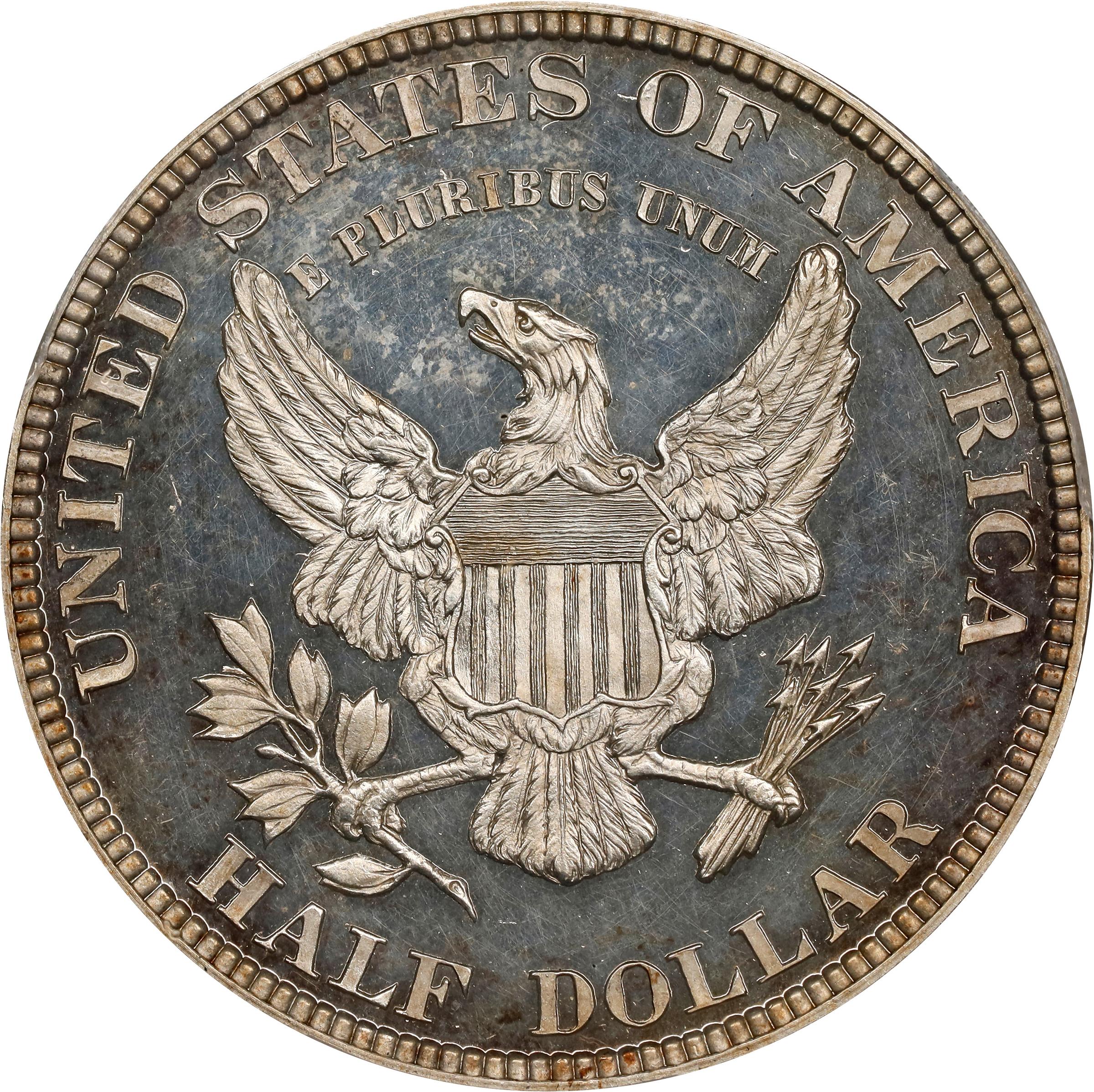 image for: 1877 Pattern Half Dollar. Judd-1535, Pollock-1703. Rarity-8. Silver. Reeded Edge. Proof-64 Deep Cameo (PCGS). CAC. CMQ.