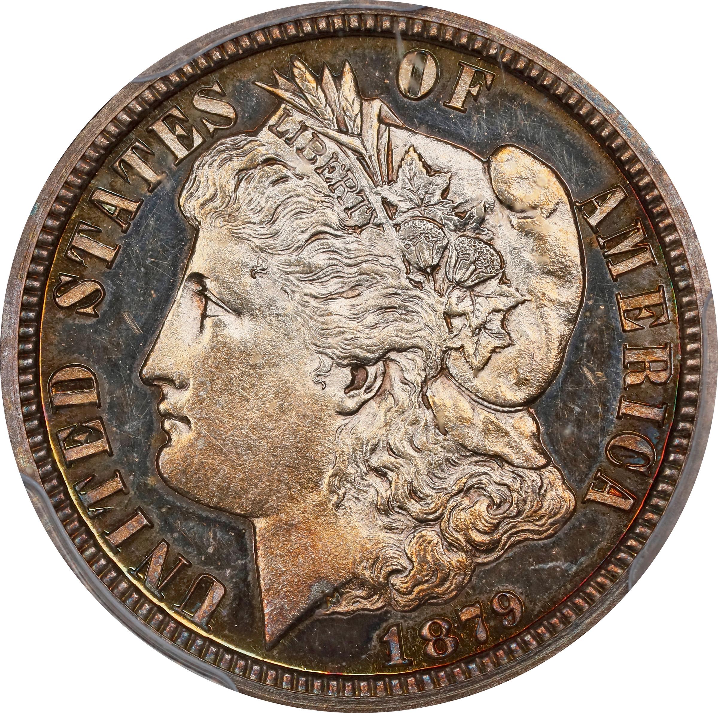image for: 1879 Pattern Morgan Dime. Judd-1588, Pollock-1781. Rarity-6+. Silver. Reeded Edge. Proof-63 Cameo (PCGS).