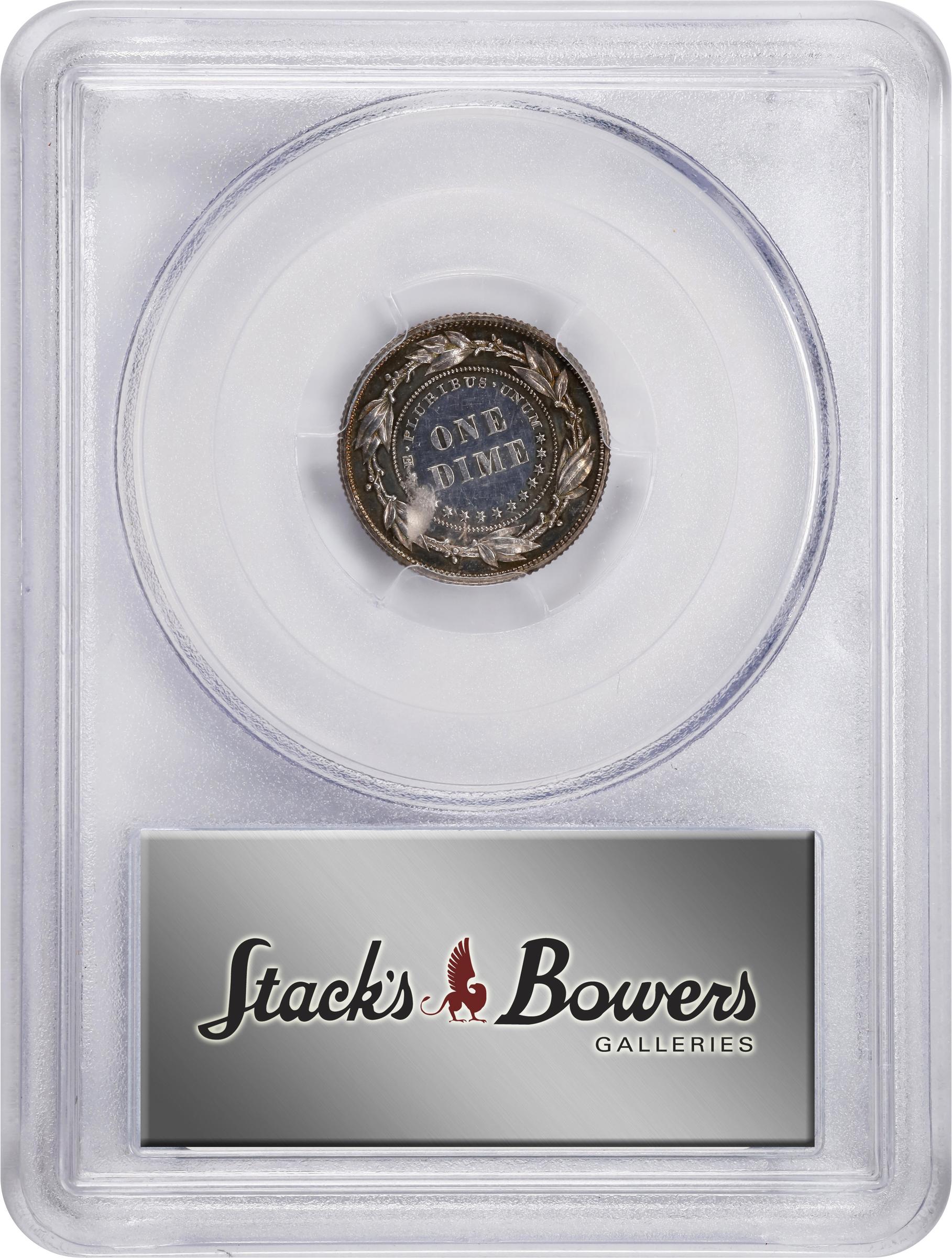 image for: 1879 Pattern Morgan Dime. Judd-1588, Pollock-1781. Rarity-6+. Silver. Reeded Edge. Proof-63 Cameo (PCGS).
