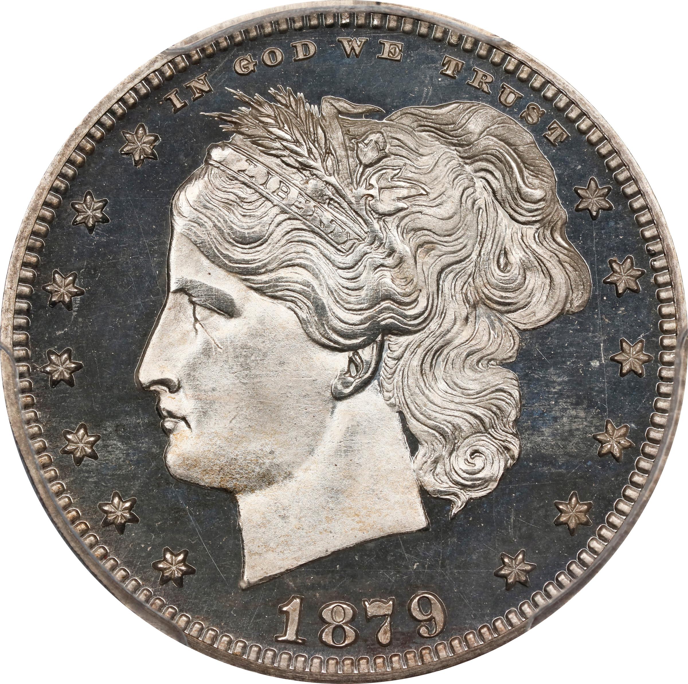 image for: 1879 Pattern Washlady Quarter Dollar. Judd-1590, Pollock-1783. Rarity-6+. Silver. Reeded Edge. Proof-66 Cameo (PCGS). CAC.