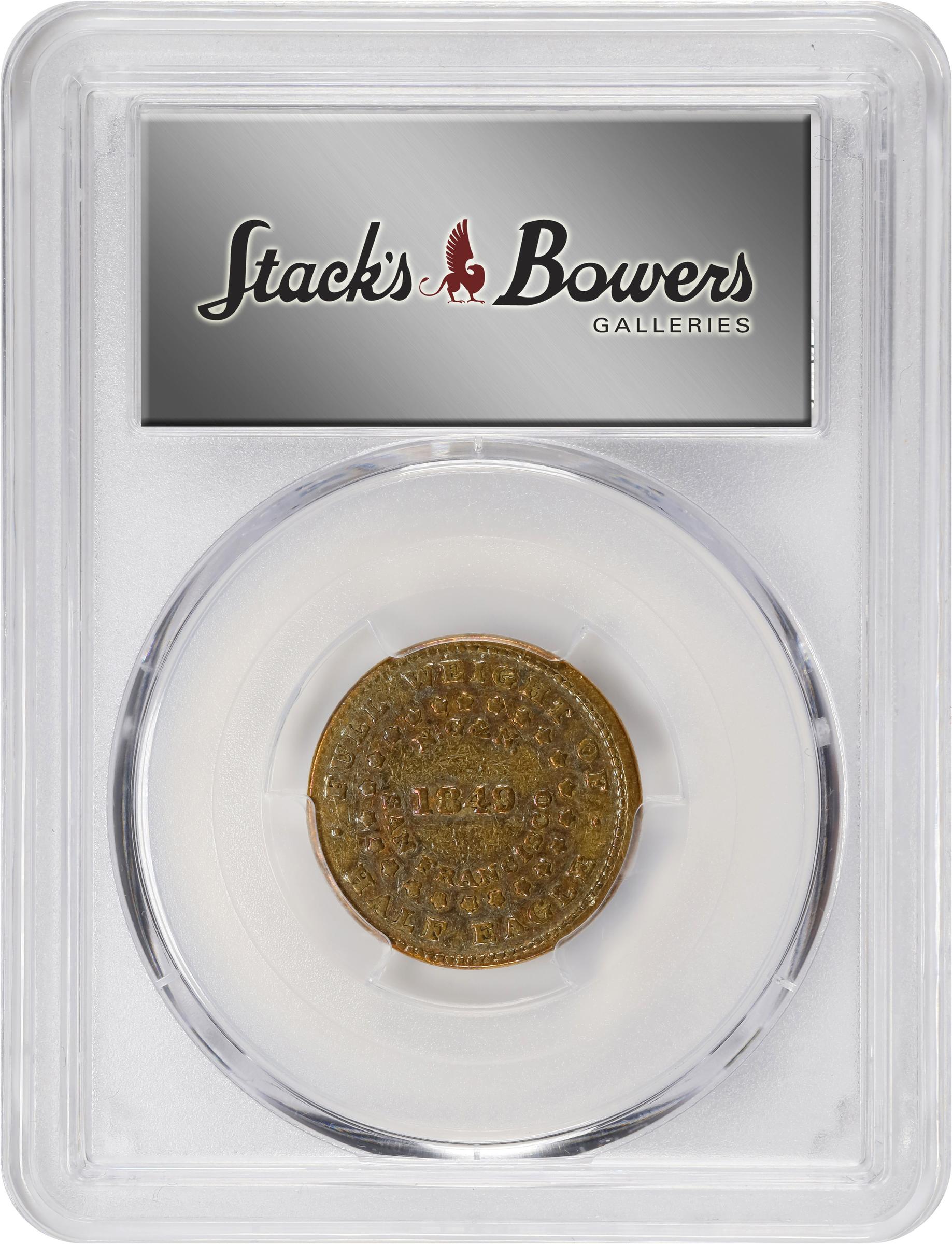image for: 1849 Norris, Gregg & Norris $5. K-2. Rarity-5-. Period After ALLOY. Plain Edge. VF-30 (PCGS). CAC.