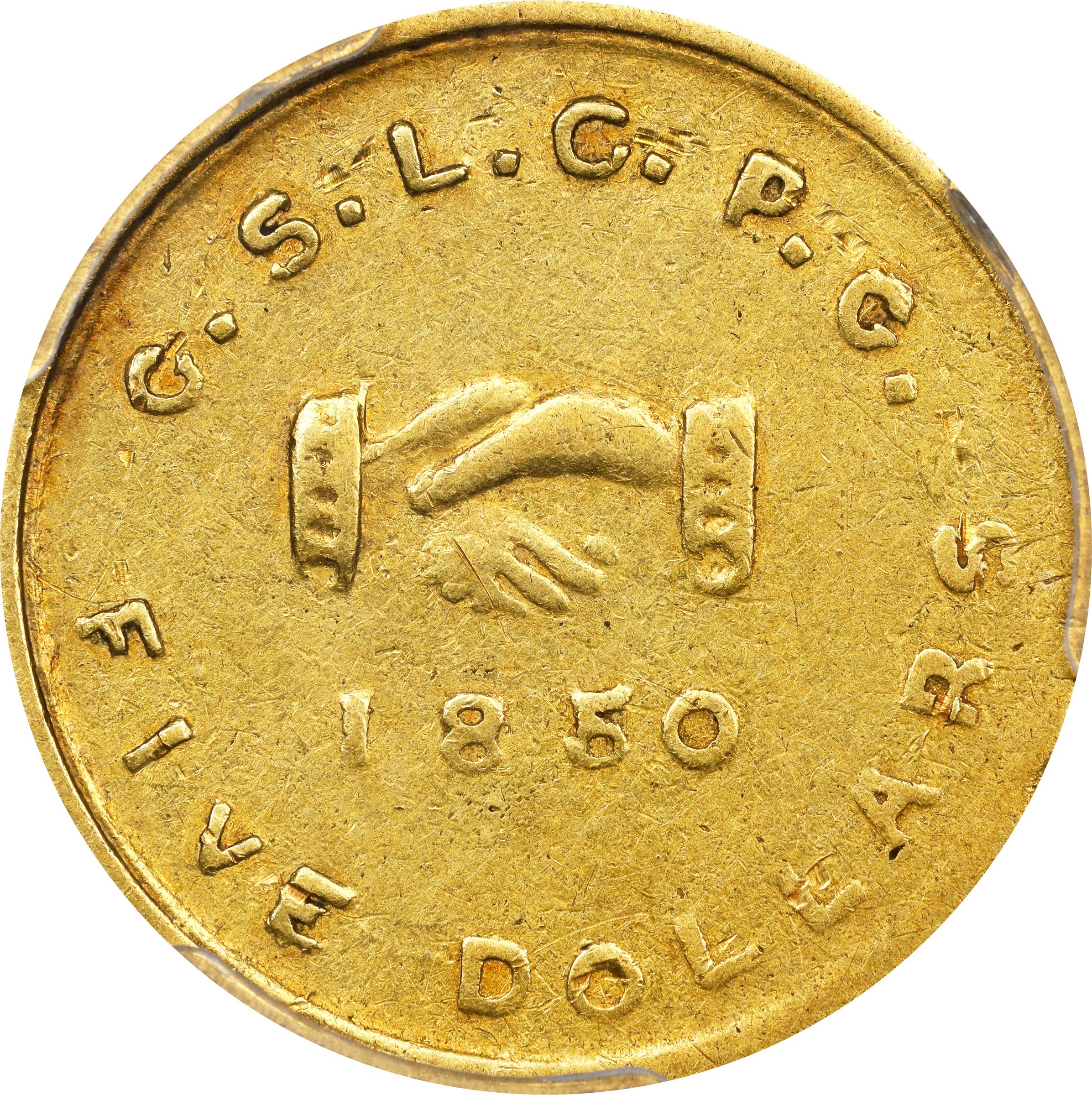 image for: 1850 Mormon $5. K-5. Rarity-5. EF-40 (PCGS). CMQ.