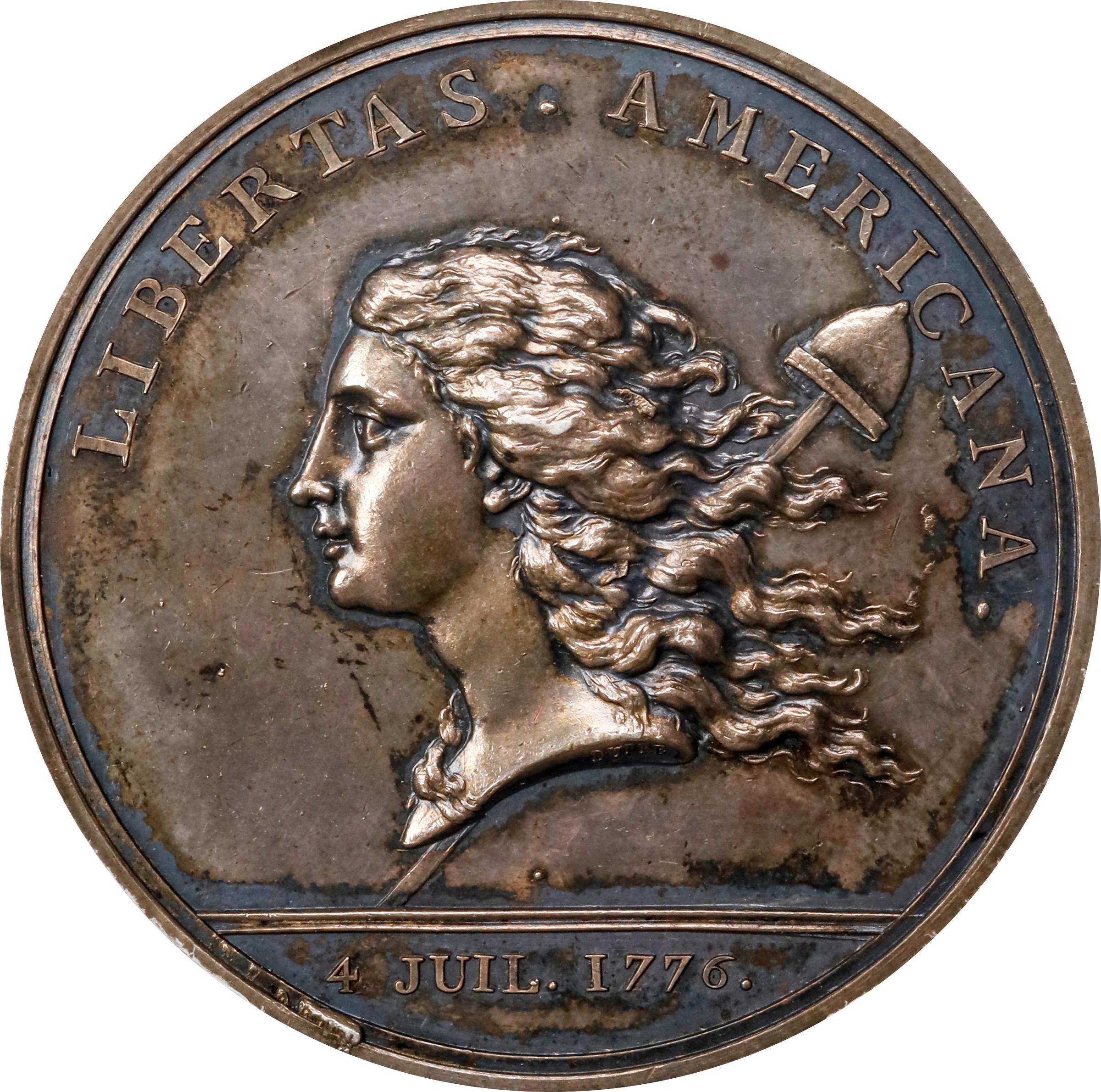 image for: "1781" (1783) Libertas Americana Medal. Original. Paris Mint. By Augustin Dupre. Betts-615, Adams-Bentley 15. Silver. MS-62 (PCGS).