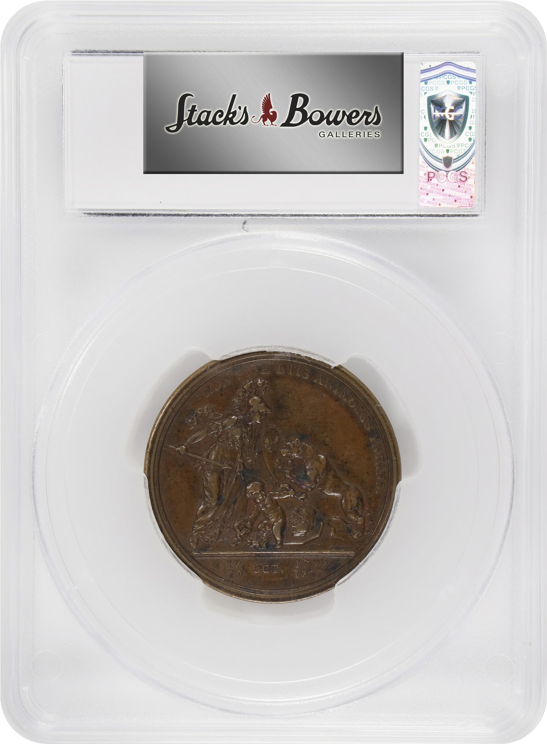 image for: "1781" (1783) Libertas Americana Medal. Original. Paris Mint. By Augustin Dupre. Betts-615, Adams-Bentley 15. Bronze. AU-50 (PCGS).