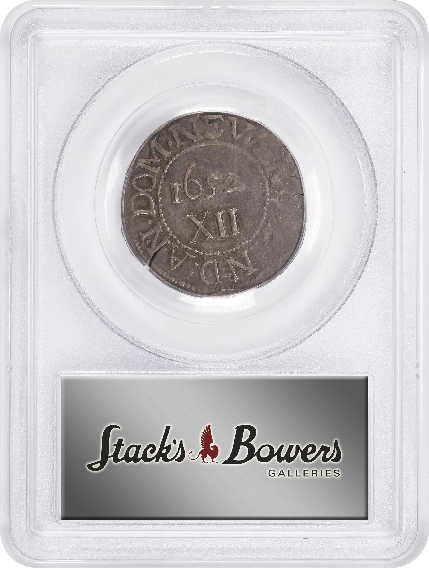 image for: 1652 Oak Tree Shilling. Noe-1, Salmon 1-A, W-430. Rarity-3. IN at Left. AU-55 (PCGS).