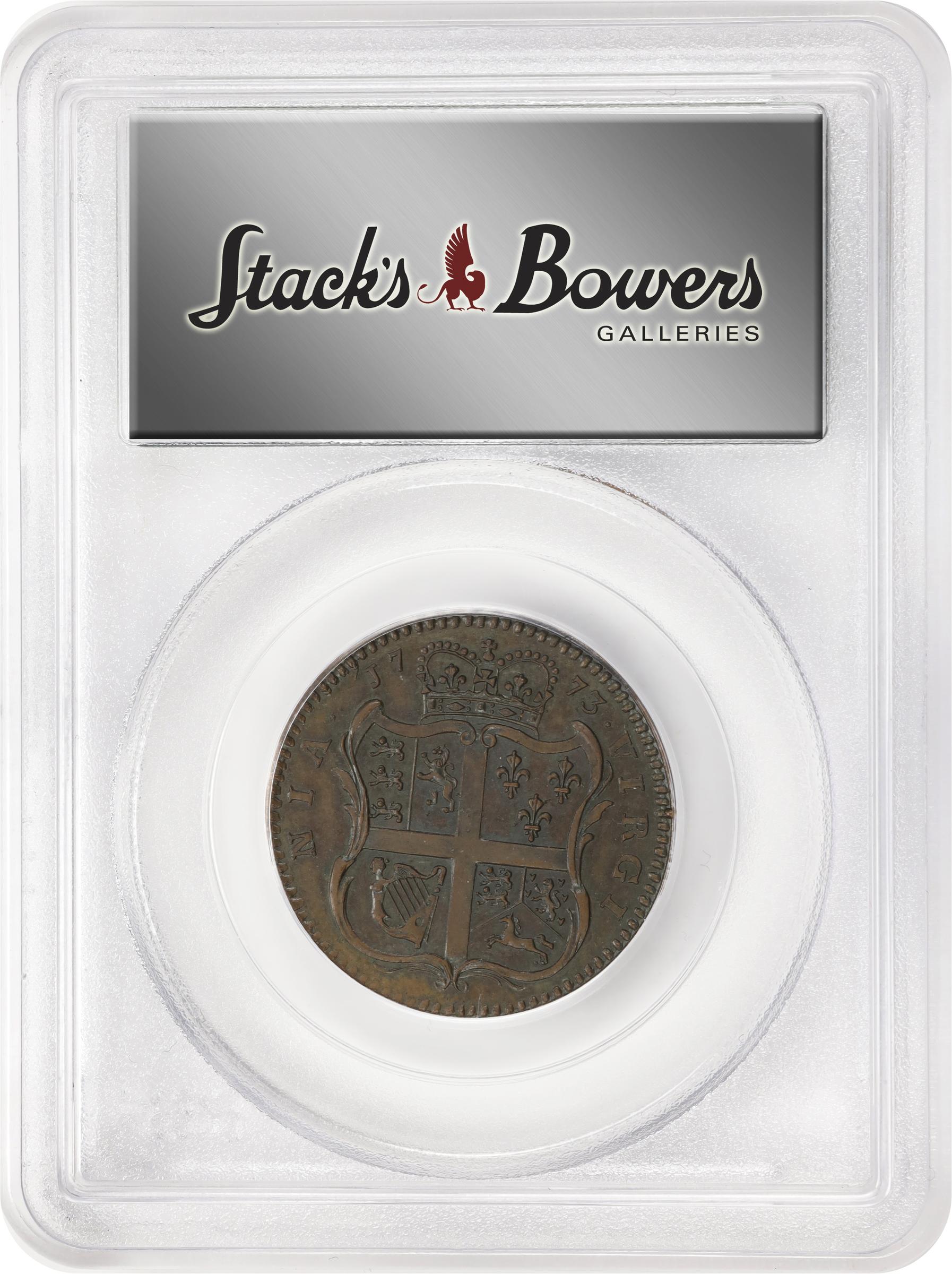 image for: 1773 Virginia "Penny." Newman 1-A, W-1390. Rarity-6. Proof-64 BN (PCGS). OGH