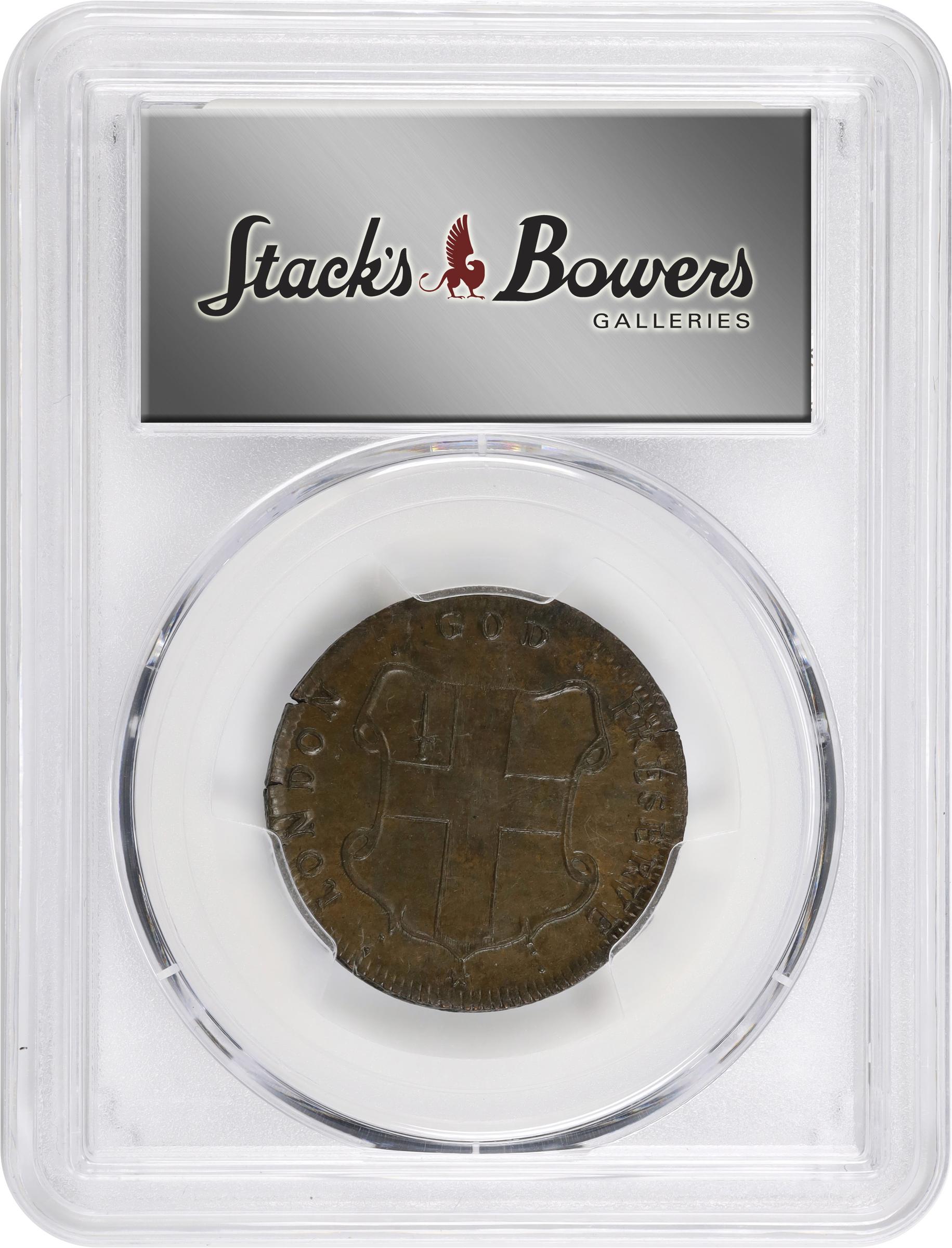 image for: Undated (ca. 1694) London Elephant Token. Hodder 2-B, W-12040. Rarity-5. GOD PRESERVE LONDON. Thin Planchet. MS-63 BN (PCGS).