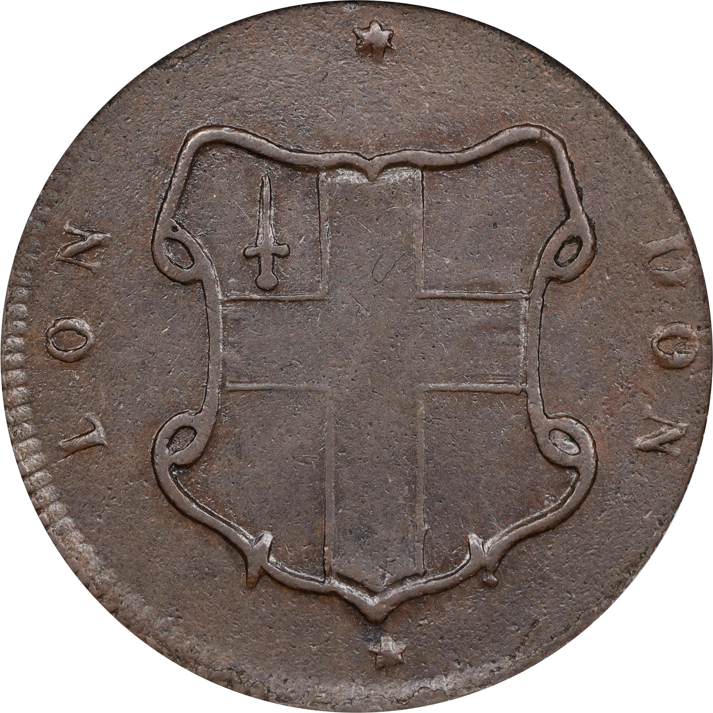 image for: Undated (ca. 1694) London Elephant Token. Hodder 2-D, W-12060. Rarity-6+. LON DON. AU-55 (PCGS).