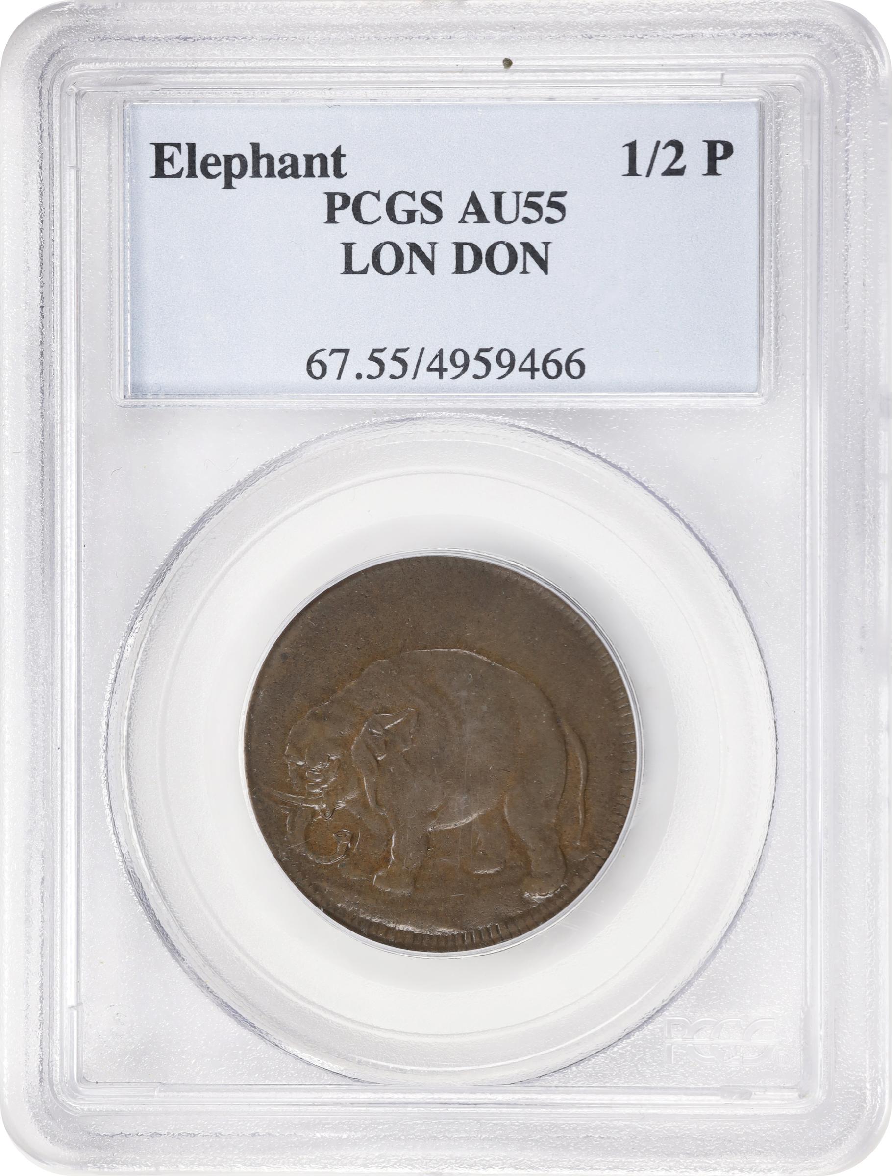 image for: Undated (ca. 1694) London Elephant Token. Hodder 2-D, W-12060. Rarity-6+. LON DON. AU-55 (PCGS).