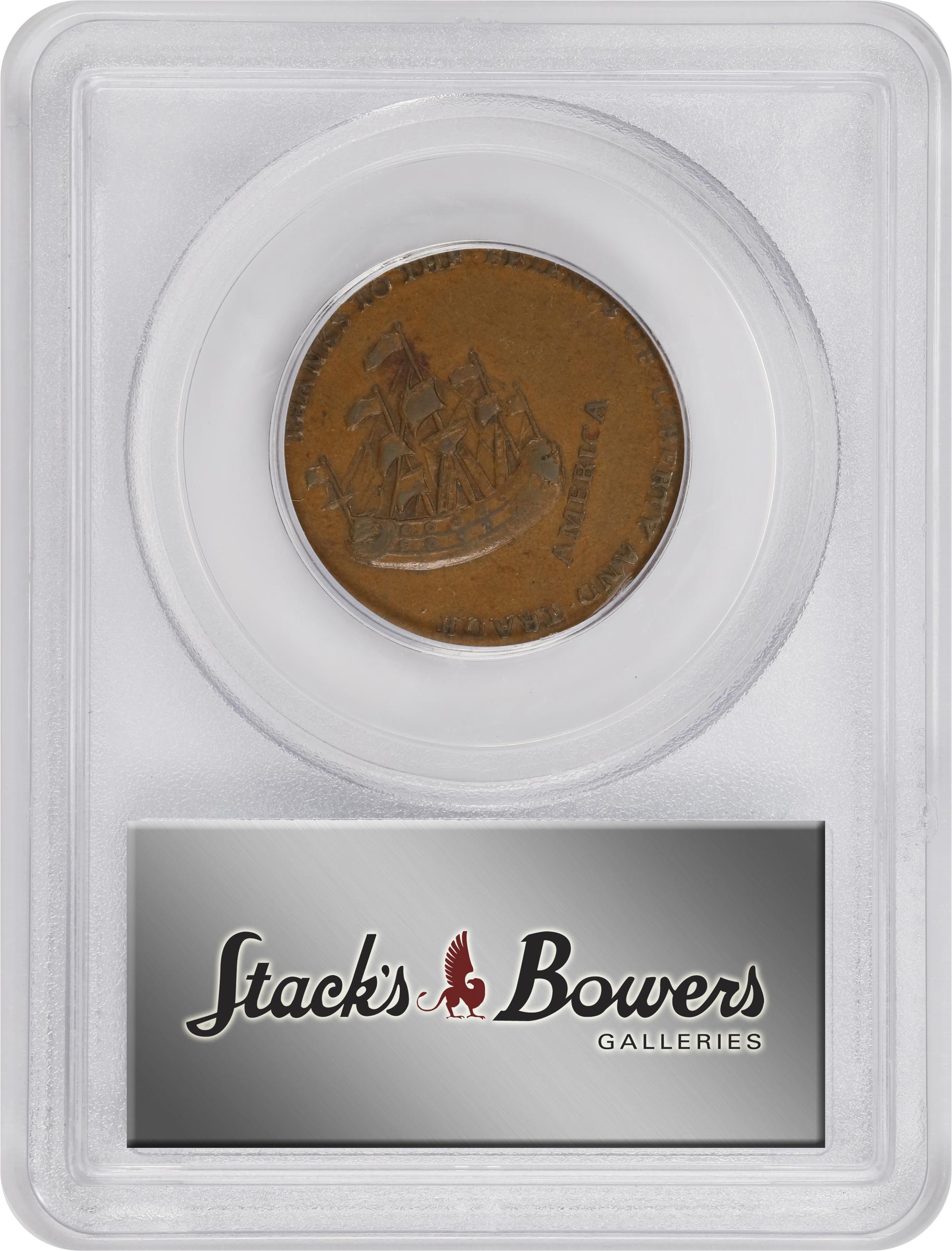 image for: 1766 Pitt Halfpenny Token. Betts-519, W-8350. Rarity-3. Copper. AU-53 (PCGS).