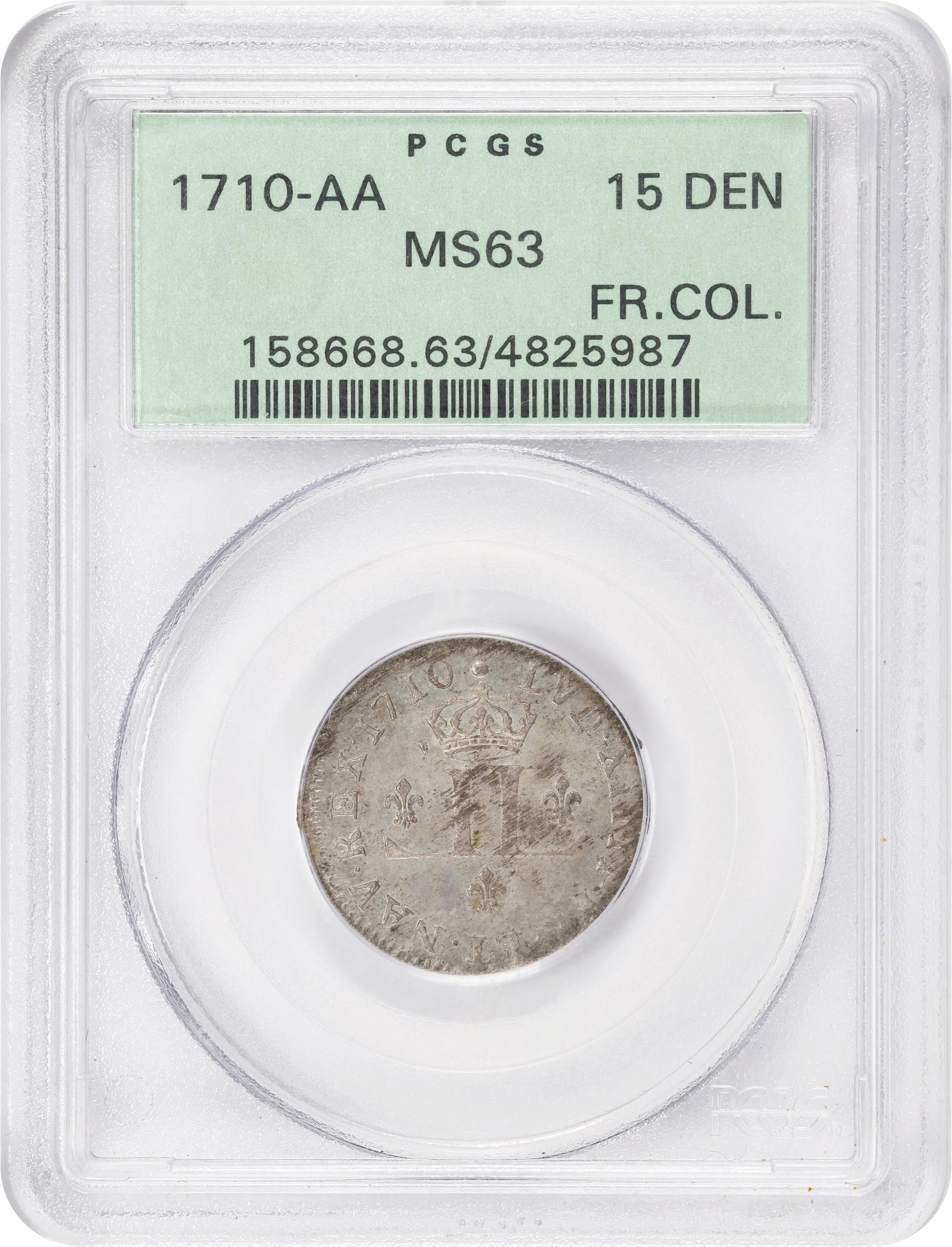 image for: 1710-AA 30 Deniers, or Mousquetaire. Metz Mint. Vlack-8b. Rarity-8. MS-63 (PCGS). OGH.