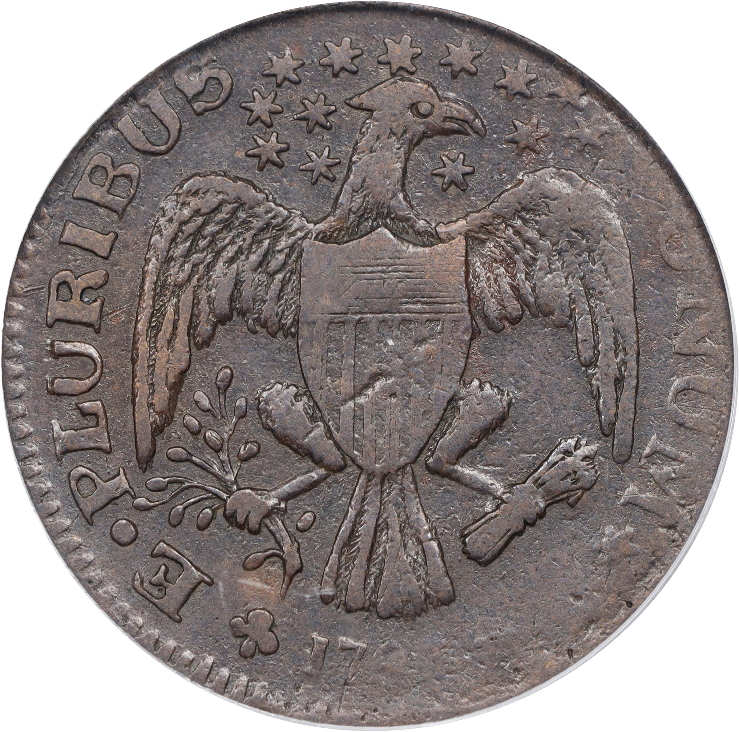 image for: 1787 Excelsior Copper. W-5780. Rarity-6+. Eagle on Globe Facing Right, Arrows at Right. VF-35 (PCGS).
