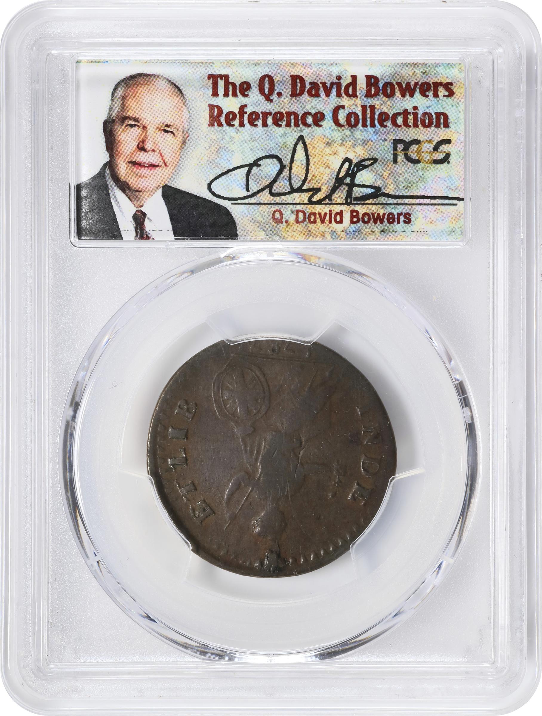 image for: 1787 Vermont Copper. RR-14, Bressett 10-K, W-2105. Rarity-3. Bust Right. Overstruck on a Nova Constellatio Copper. VF-35 (PCGS).