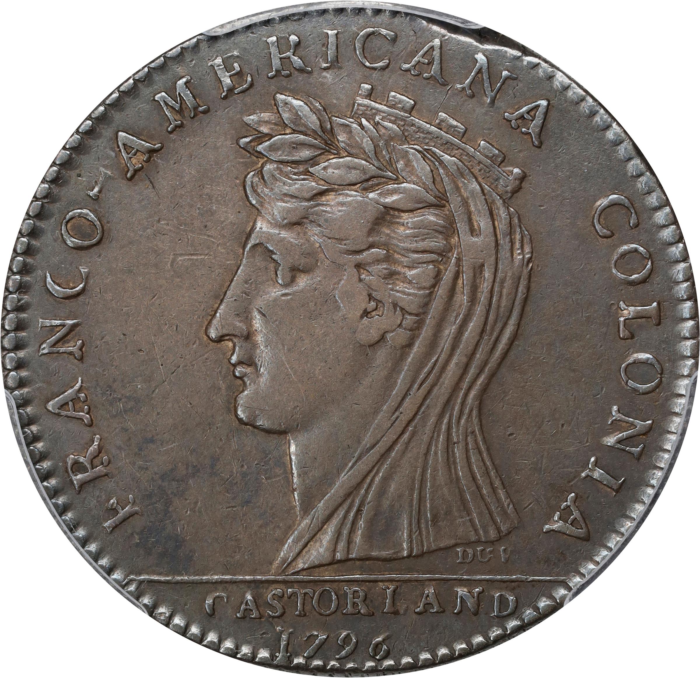 image for: 1796 Castorland Medal, or Jeton. Original. Lecompte-185, W-9100. Silver. Reeded Edge. AU-50 (PCGS).