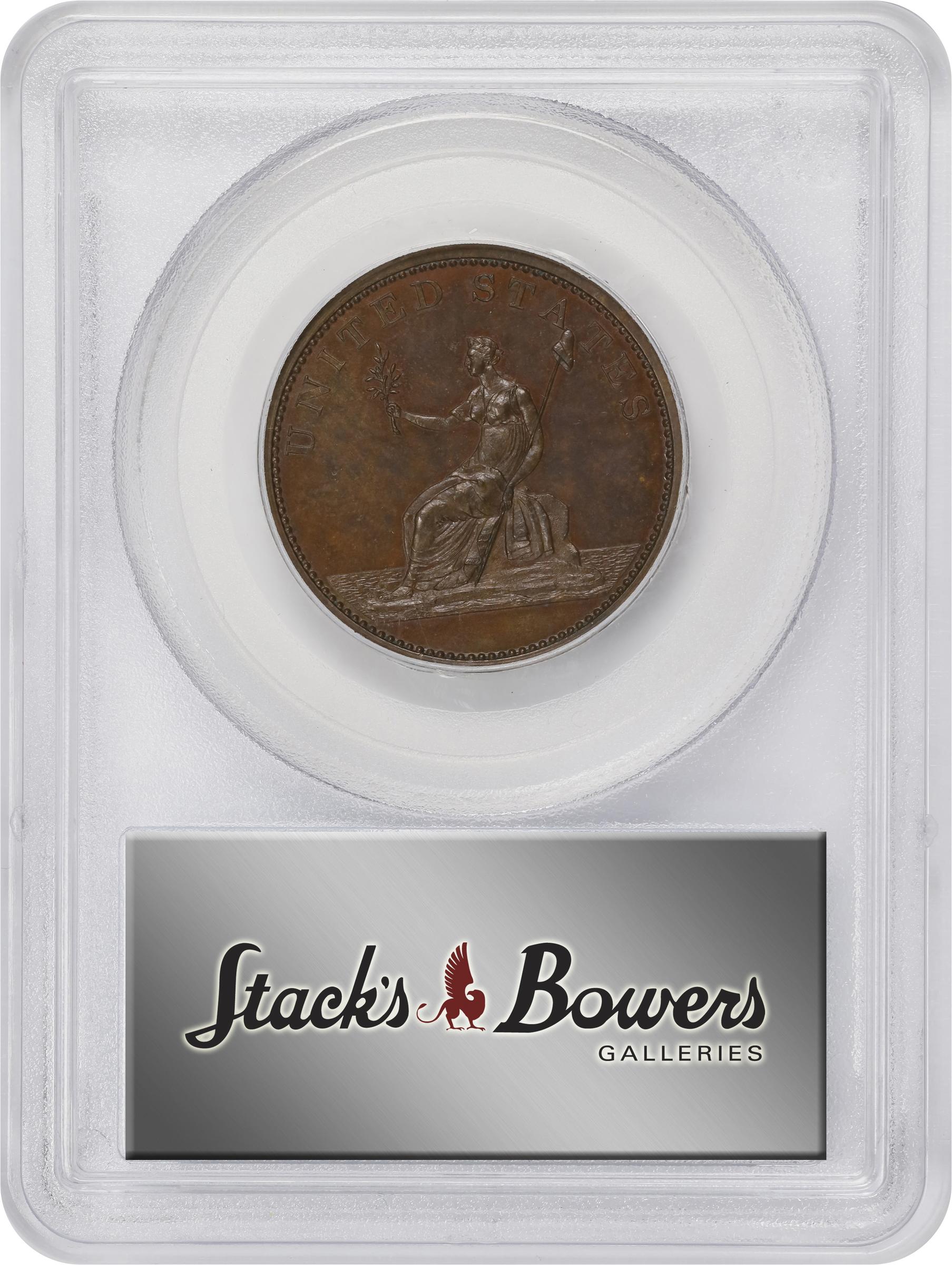 image for: "1783" (ca. 1860) Washington Draped Bust Copper. Restrike. Musante GW-106B, Vlack 14-J, Baker-3E, W-10310. No Button. Copper. Plain Edge. Proof-64 BN (PCGS).
