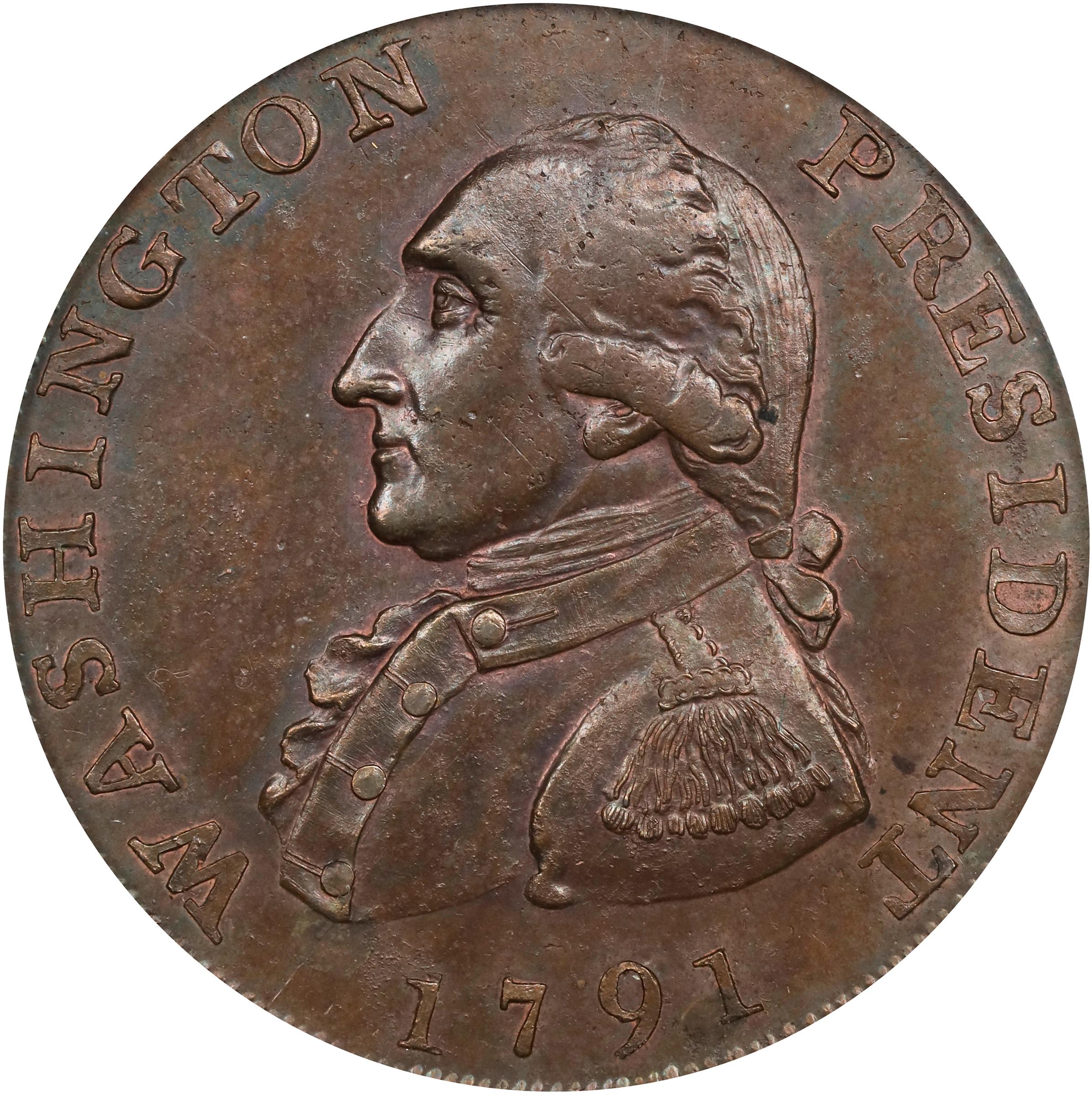 image for: 1791 Washington Large Eagle Cent. Musante GW-15, Baker-15, W-10610. Lettered Edge. MS-62 BN (PCGS). OGH.