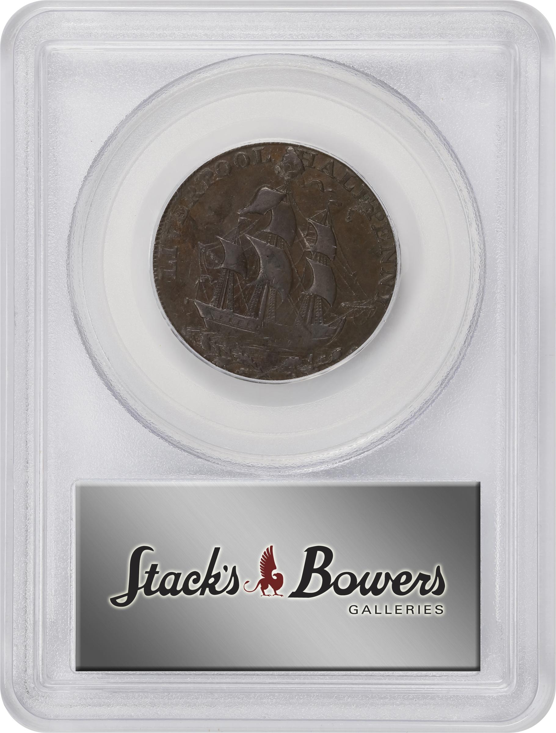 image for: 1791 Washington Liverpool Halfpenny. Musante GW-19, Baker-17, W-10650. Copper. Lettered Edge. AU-55 (PCGS).