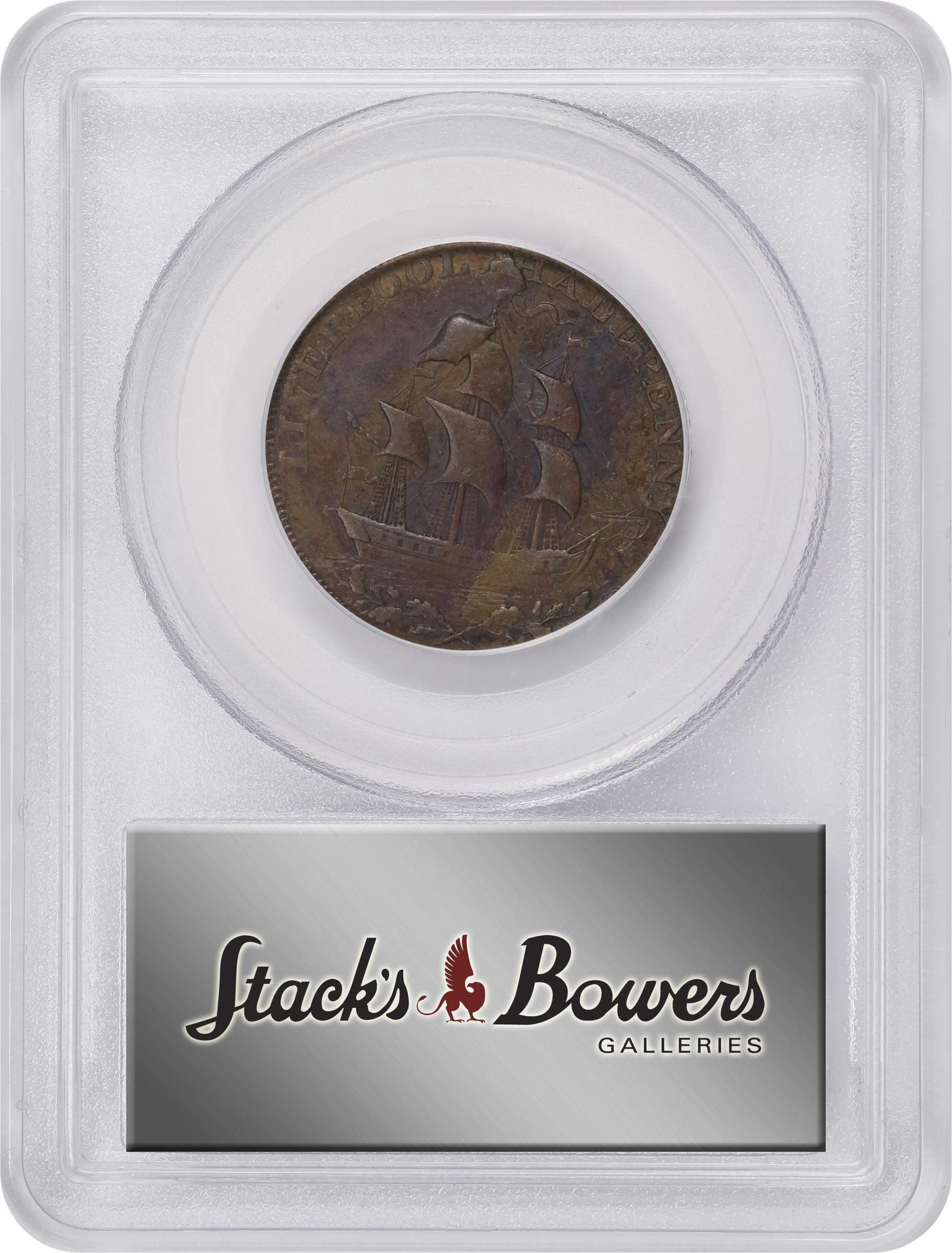 image for: 1791 Washington Liverpool Halfpenny. Musante GW-19, Baker-17, W-10650. Copper. Lettered Edge. AU-53 (PCGS).