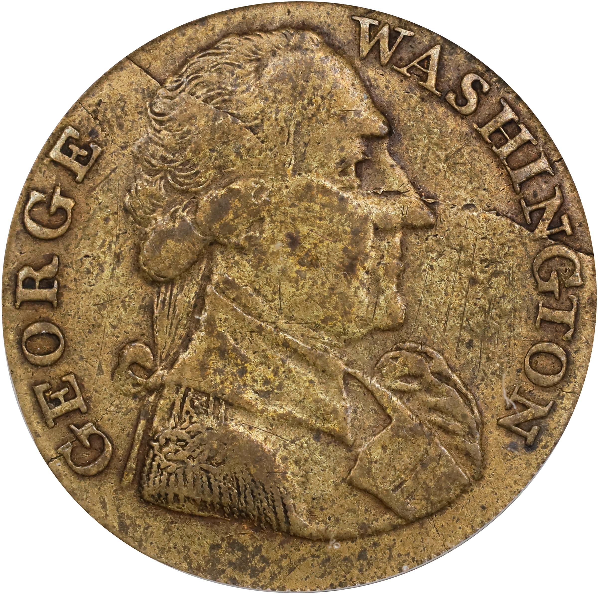 image for: Undated (ca. 1793) Washington Success Medal. Large Size. First Obverse. Musante GW-41, Baker-265, DeWitt-GW 1792-1a, W-10905. Brass. Plain Edge. EF-40 (PCGS).