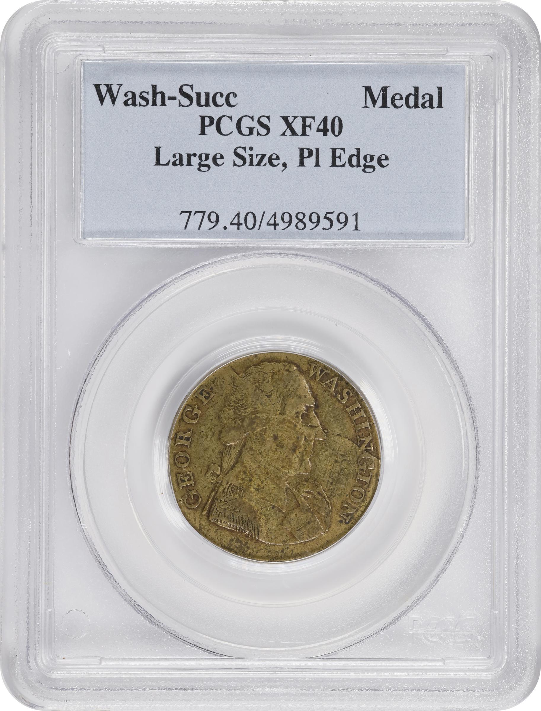 image for: Undated (ca. 1793) Washington Success Medal. Large Size. First Obverse. Musante GW-41, Baker-265, DeWitt-GW 1792-1a, W-10905. Brass. Plain Edge. EF-40 (PCGS).