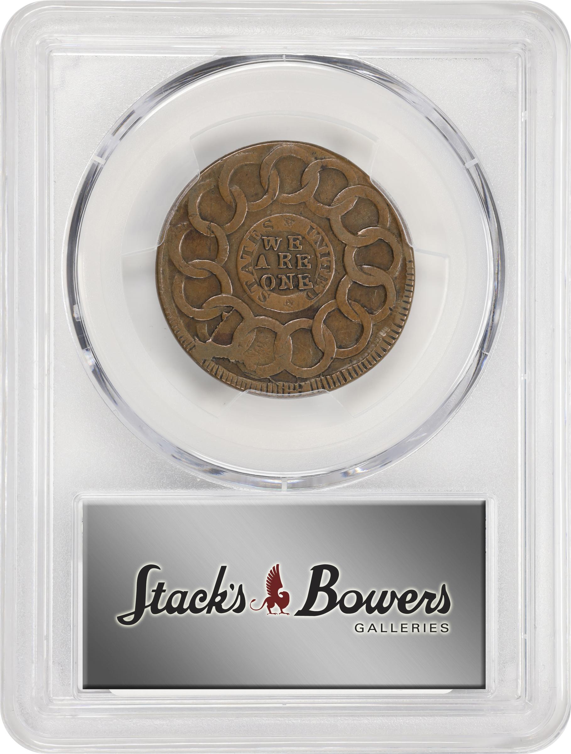 image for: 1787 Fugio Cent. Pointed Rays. Newman 6-W, W-6730. Rarity-3. STATES UNITED, 4 Cinquefoils. EF-40 (PCGS).