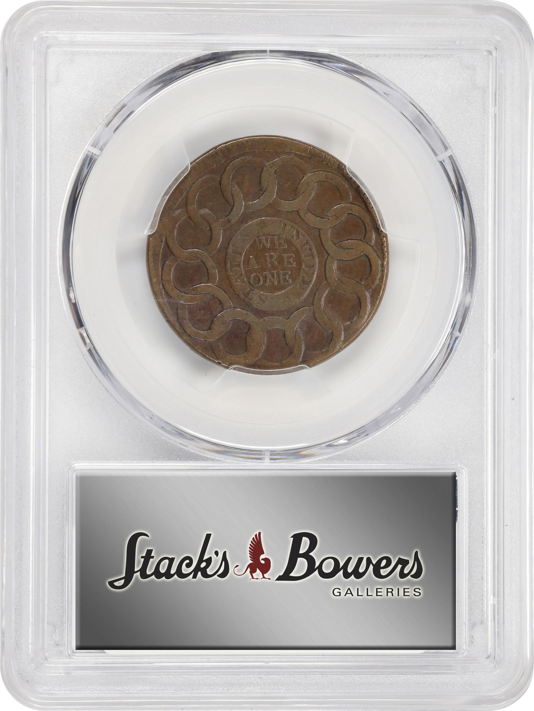 image for: 1787 Fugio Cent. Pointed Rays. Newman 9-S, W-6765. Rarity-6. STATES UNITED, 4 Cinquefoils. EF-40 (PCGS).