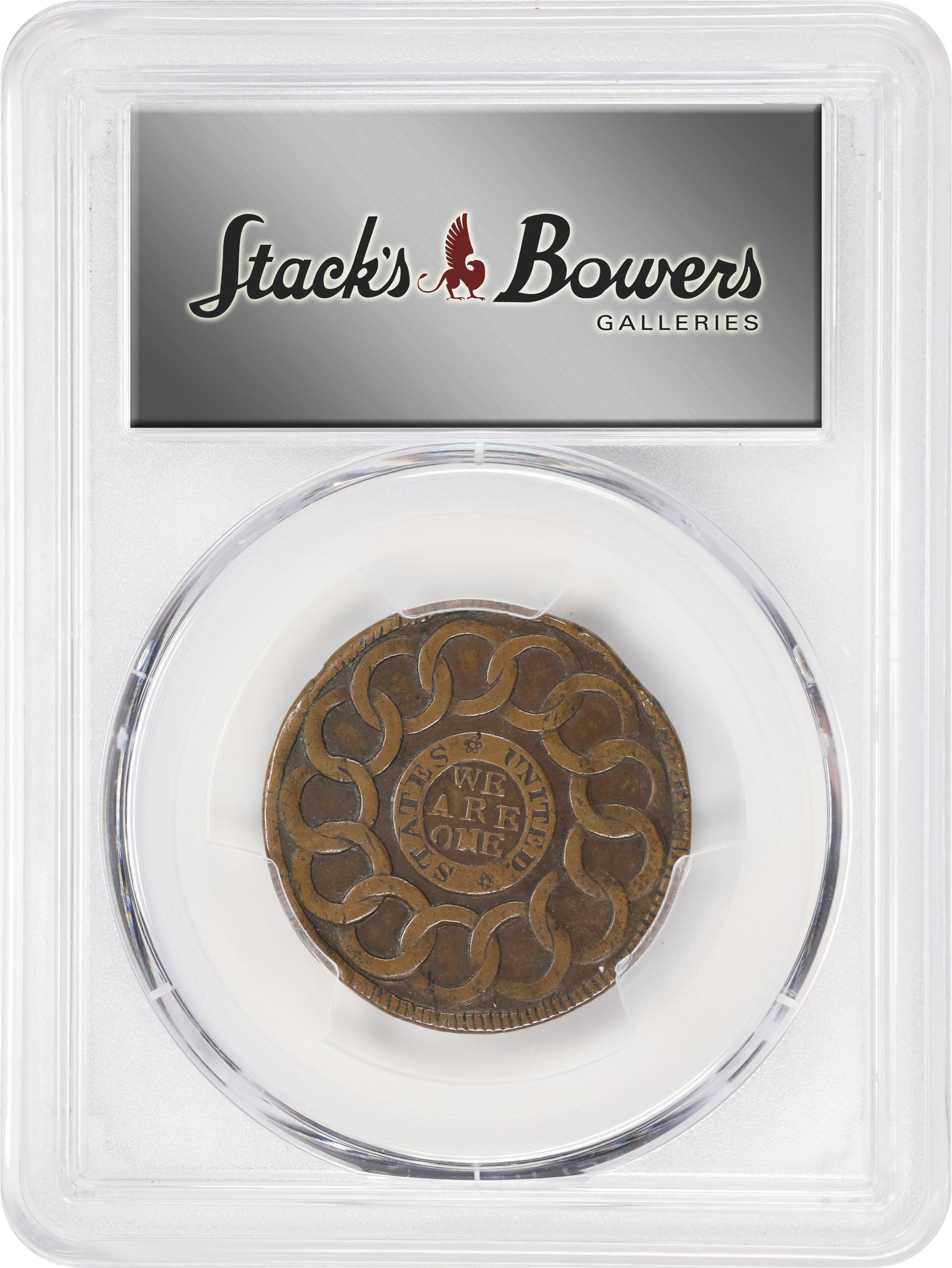 image for: 1787 Fugio Cent. Pointed Rays. Newman 15-K, W-6900. Rarity-5+. STATES UNITED, 4 Cinquefoils. EF-45 (PCGS).