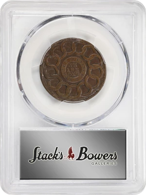 image for: 1787 Fugio Cent. Pointed Rays. Newman 18-U, W-6960. Rarity-3. STATES UNITED, 4 Cinquefoils. AU-53 (PCGS).