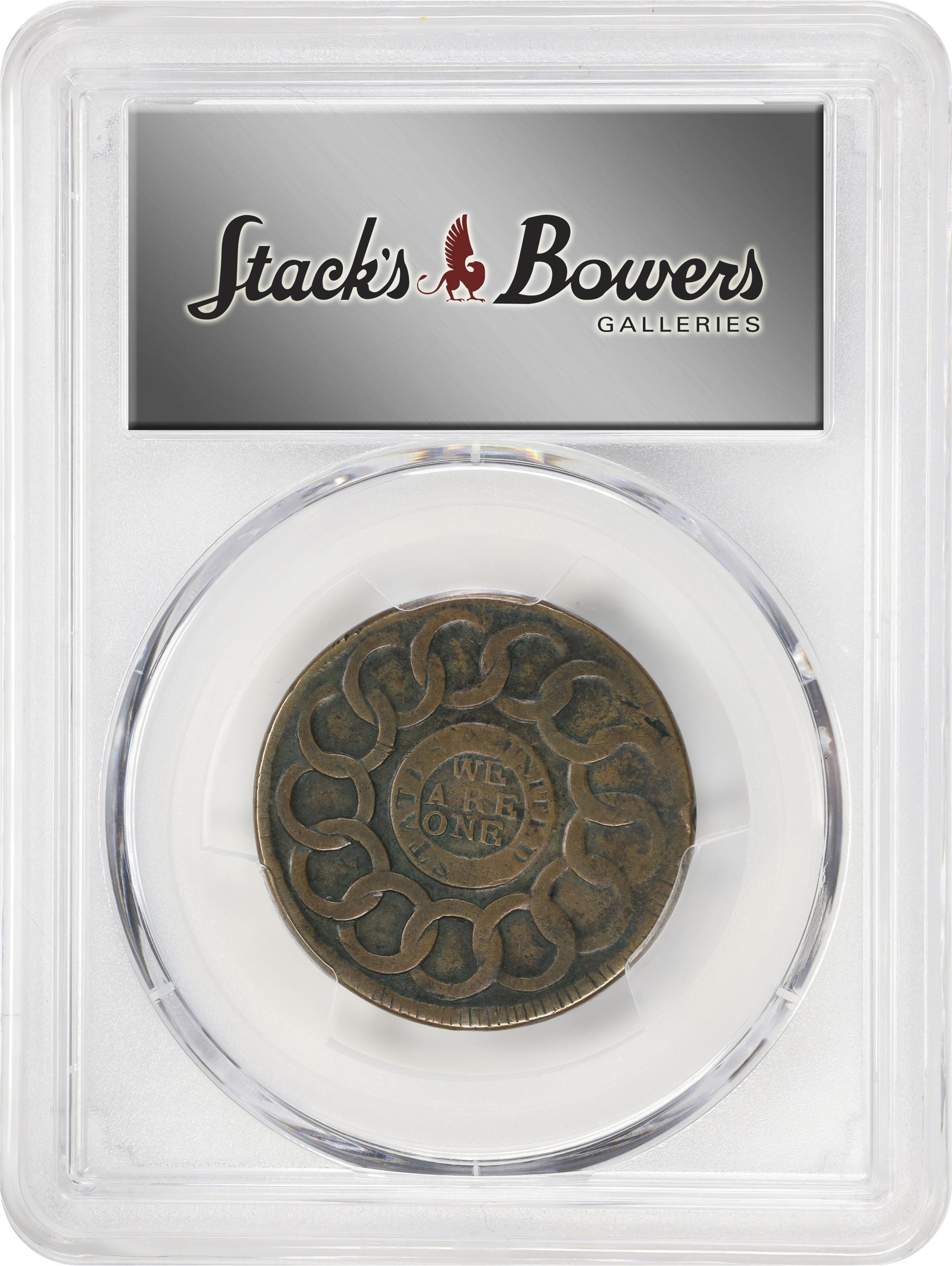 image for: 1787 Fugio Cent. Pointed Rays. Newman 19-M, W-6970. Rarity-5+. STATES UNITED, 4 Cinquefoils. VF-35 (PCGS).