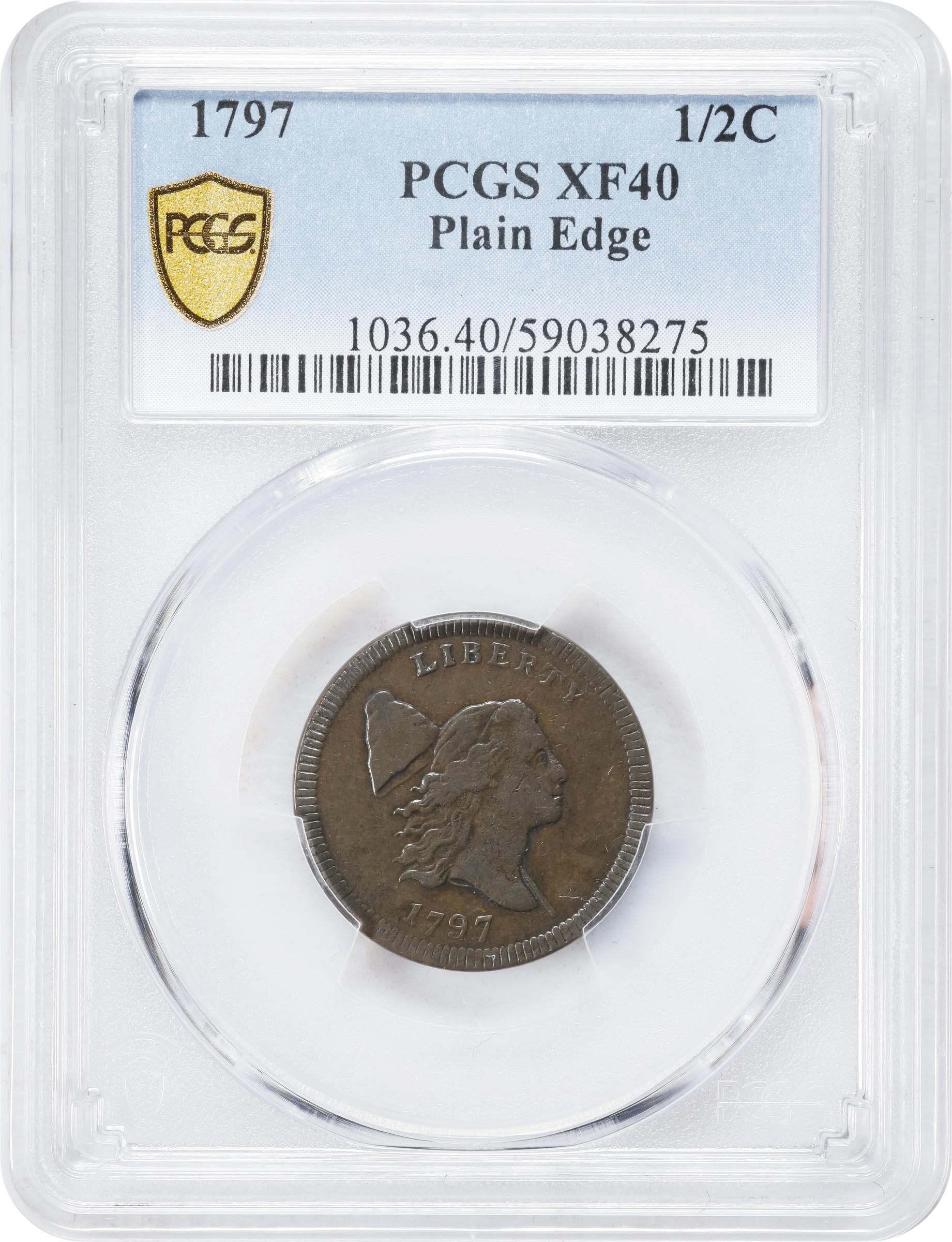 1797 1/2c Plain Edge, Centered Head MS BN AU53 BN thumbnail 13