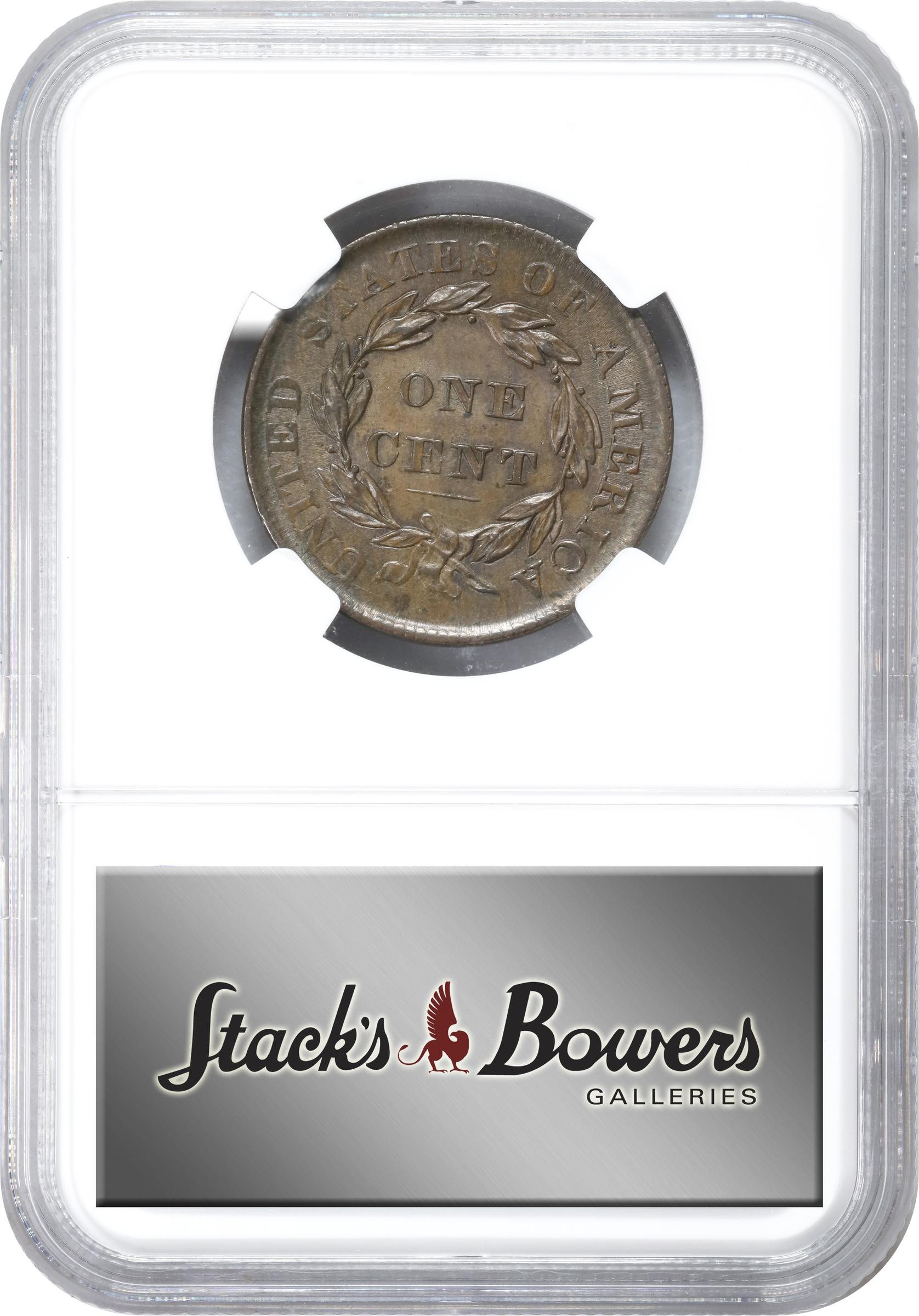 image for: 1835 Matron Head Cent. N-15. Rarity-2. Head of 1836. MS-63 BN (NGC).