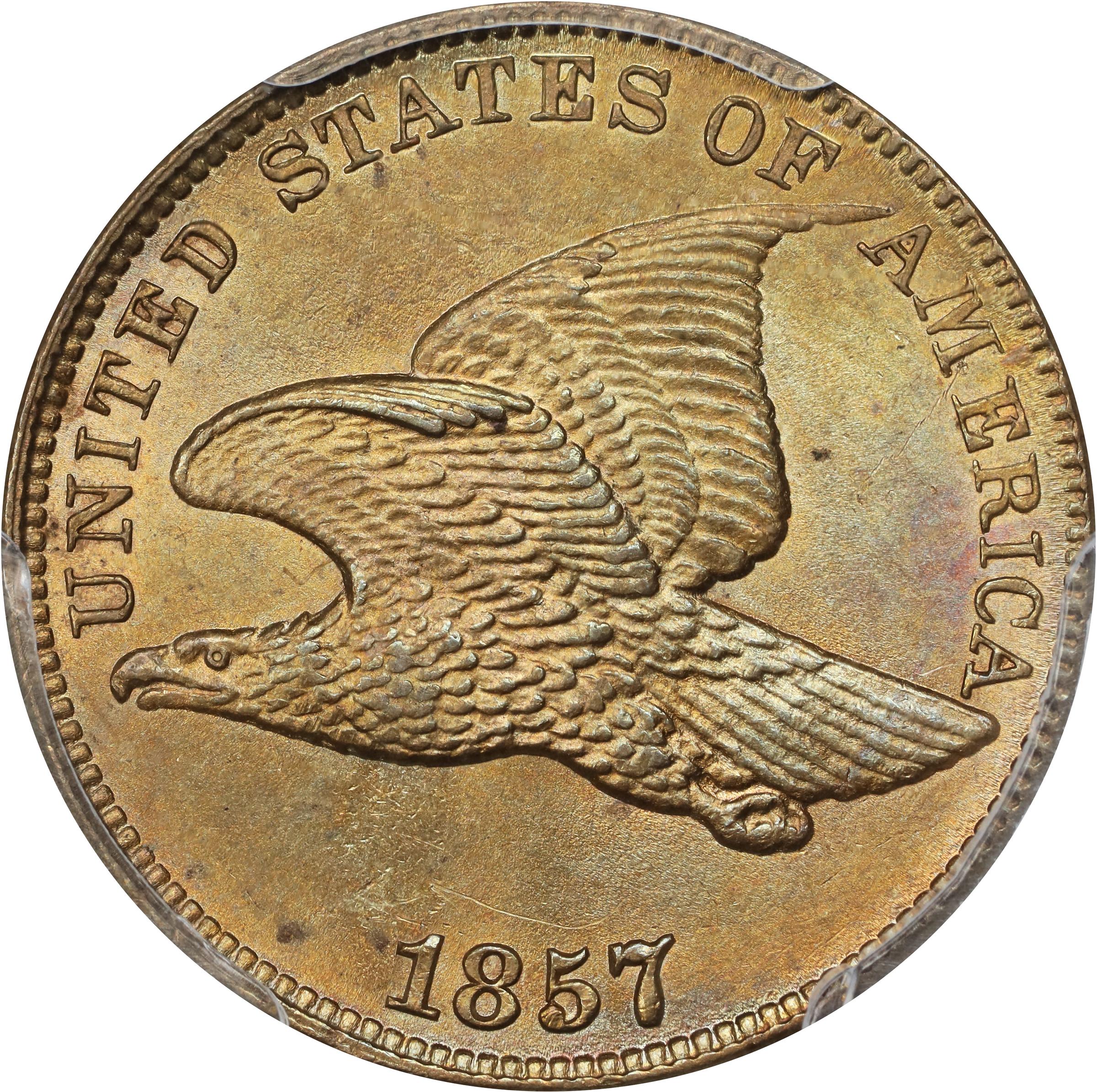 image for: 1857 Flying Eagle Cent. Snow-2, FS-401b. Type of 1856. MS-65 (PCGS). Eagle Eye Photo Seal.