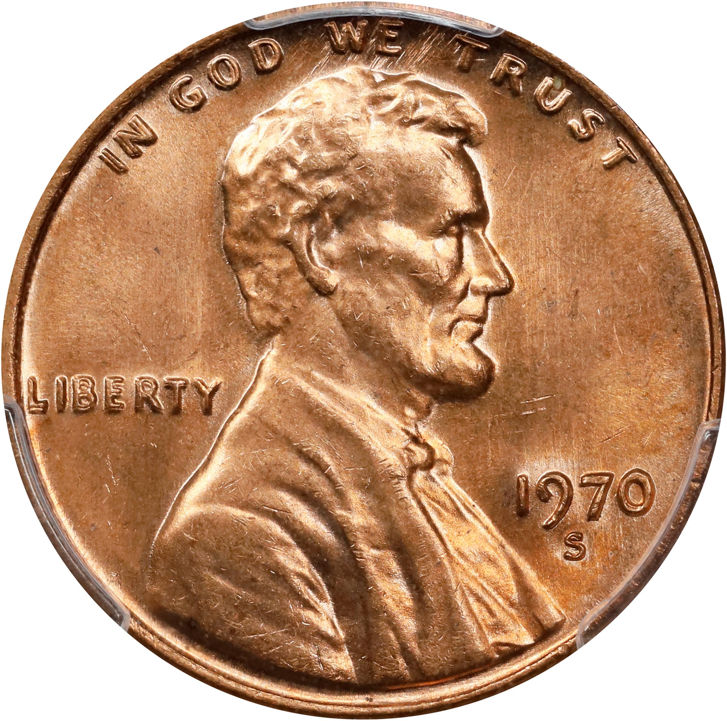 image for: 1970-S Lincoln Cent. Large Date. FS-101. Doubled Die Obverse. MS-65+ RD (PCGS).