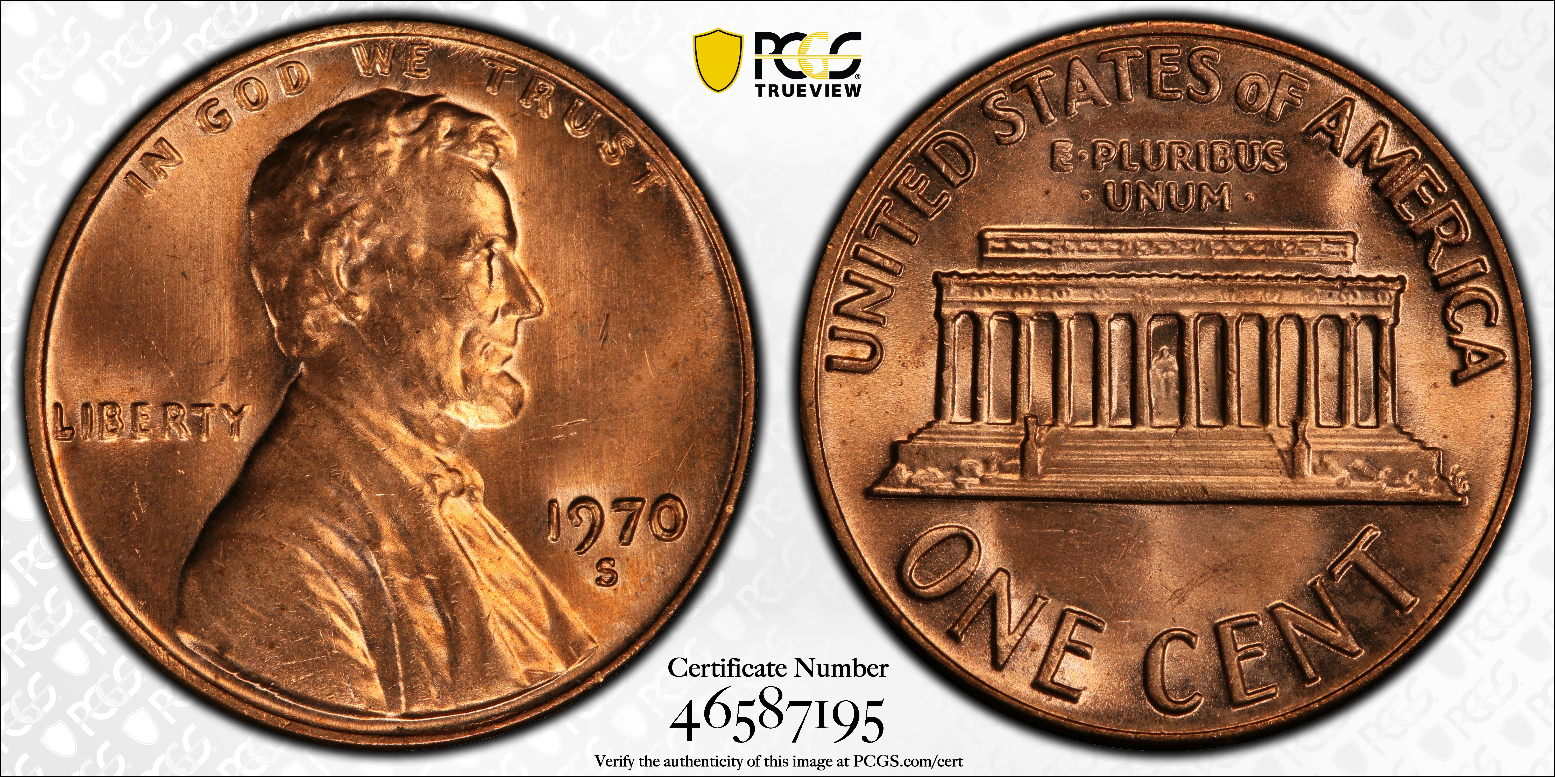 image for: 1970-S Lincoln Cent. Large Date. FS-101. Doubled Die Obverse. MS-65+ RD (PCGS).