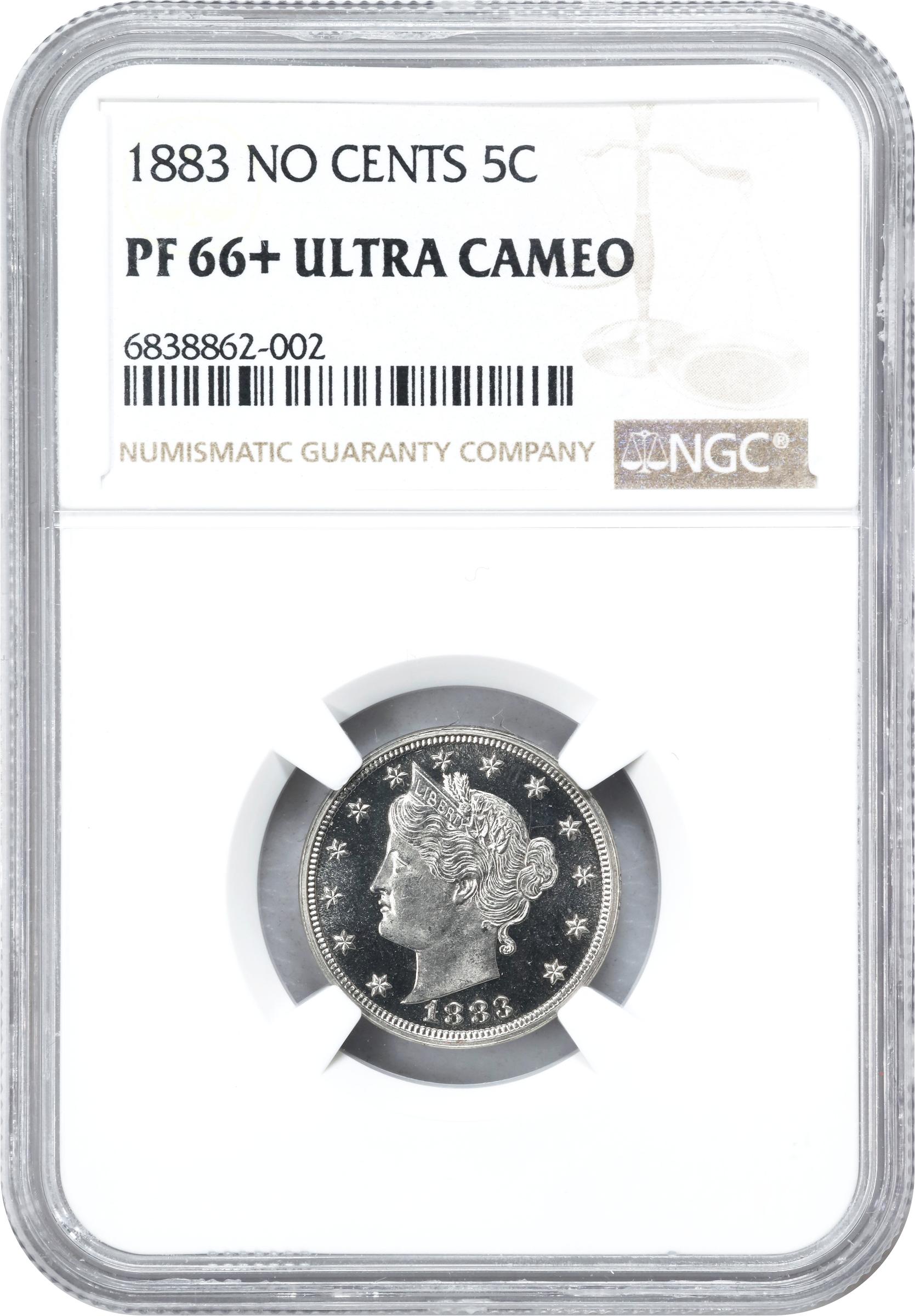 image for: 1883 Liberty Head Nickel. No CENTS. JD-1. Rarity-1. Proof-66+ Deep Cameo (NGC).