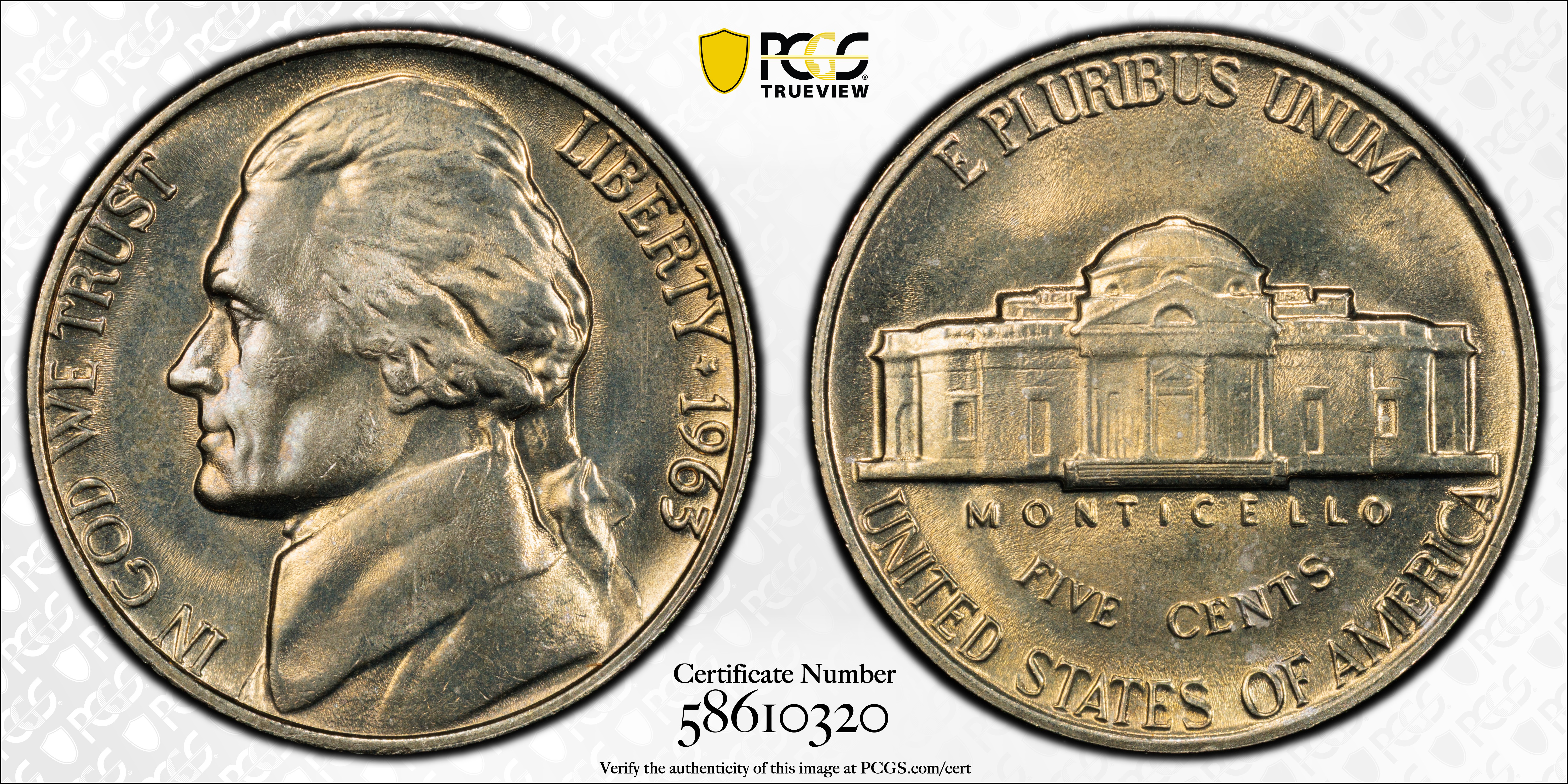 image for: 1963 Jefferson Nickel. MS-67 FS (PCGS).