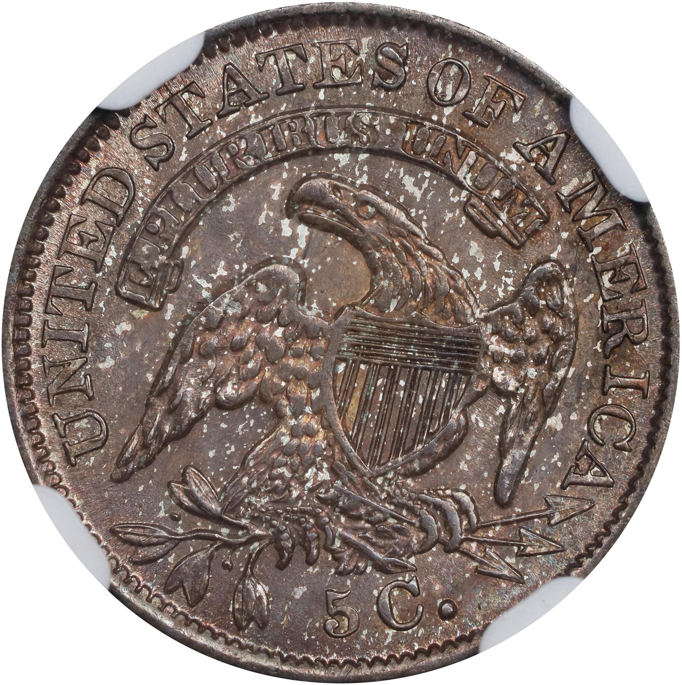 image for: 1835 Capped Bust Half Dime. LM-10, V-7. Rarity-1. Small Date, Small 5 C. MS-66 (NGC).