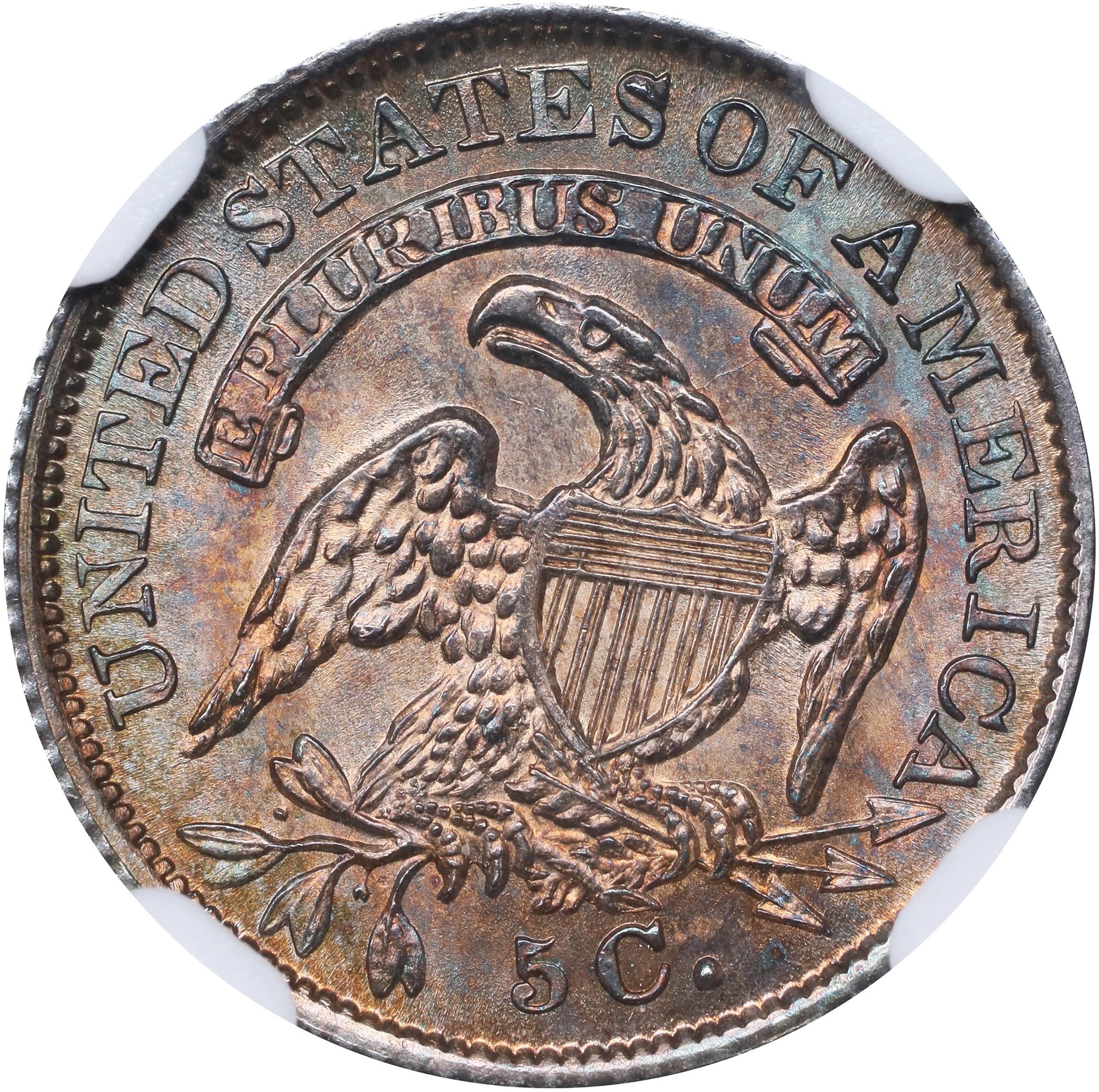 image for: 1835 Capped Bust Half Dime. LM-10, V-7. Rarity-1. Small Date, Small 5 C. MS-66 (NGC).