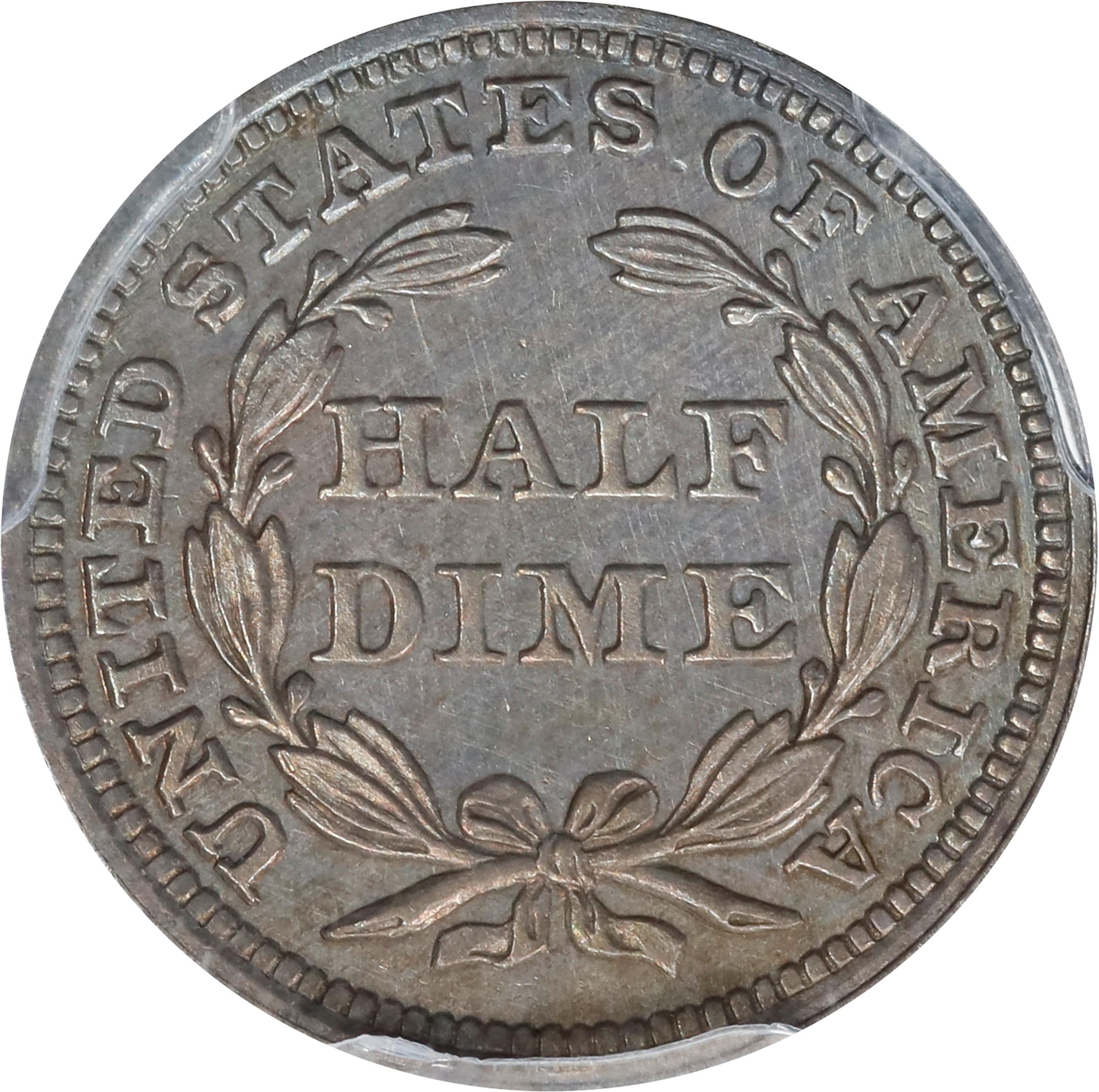 image for: 1857 Liberty Seated Half Dime. Proof-63 (PCGS). CAC.