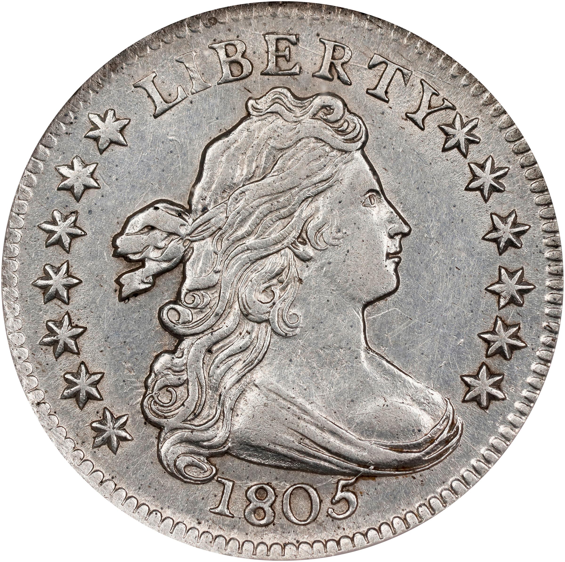 image for: 1805 Draped Bust Dime. JR-2. Rarity-1. 4 Berries. AU-58 (NGC).