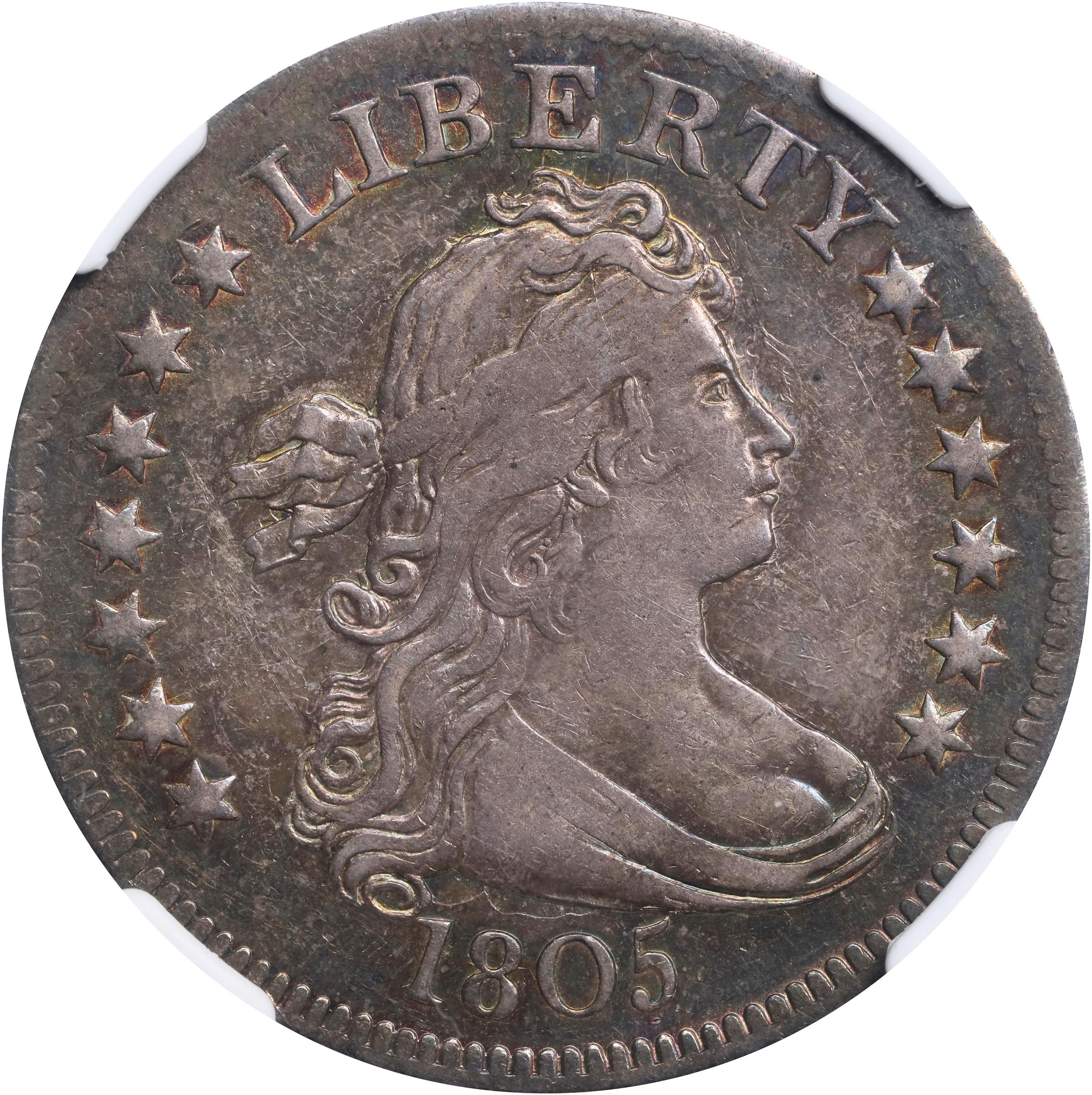 image for: 1805 Draped Bust Quarter. B-1. Rarity-4. AU-53 (NGC). CAC.